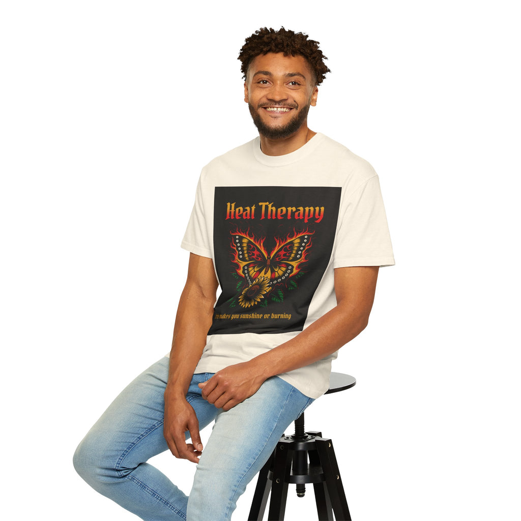 Heat Therapy Butterfly T-Shirt — Retro Floral Sunflower Design