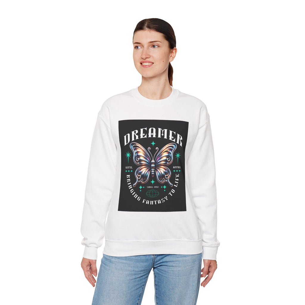 Dreamer Butterfly Crewneck Sweatshirt — Inspiring 'Dreamer' Graphic Pullover