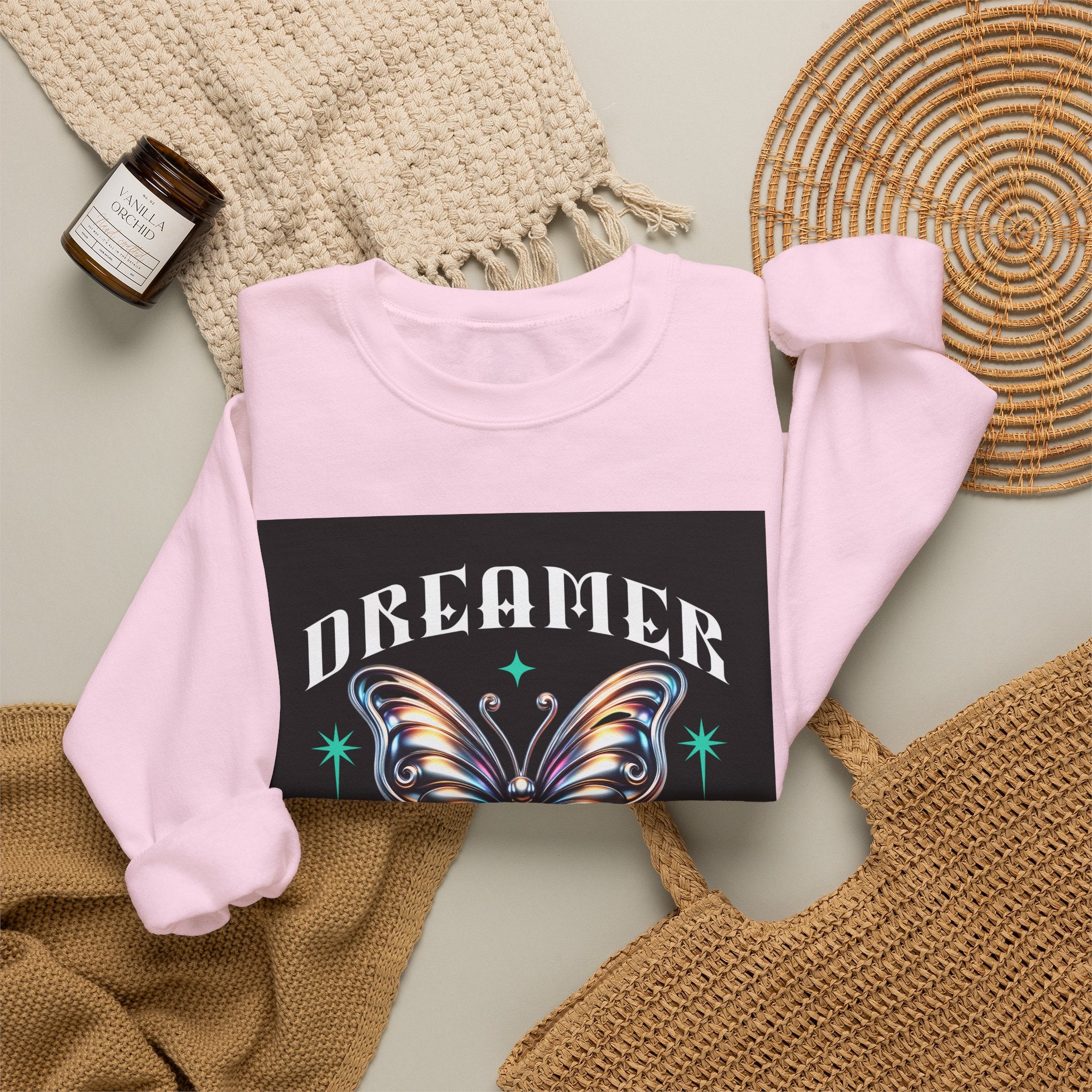 Dreamer Butterfly Crewneck Sweatshirt — Inspiring 'Dreamer' Graphic Pullover