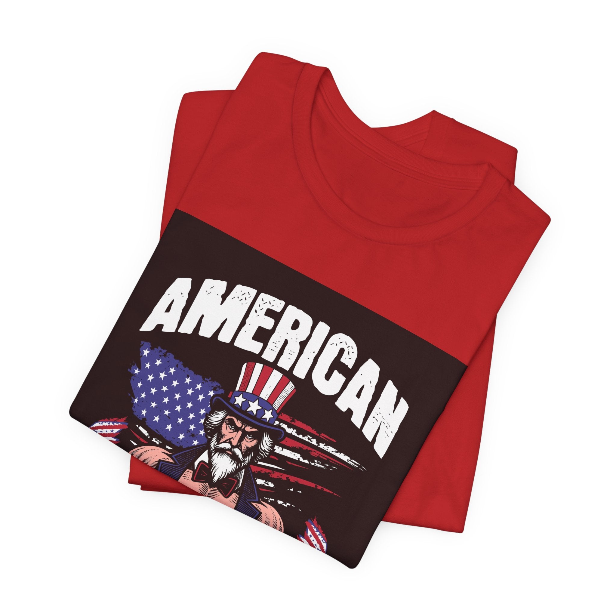 Patriot Power T-Shirt — American Flag Uncle Sam Muscle Graphic Tee