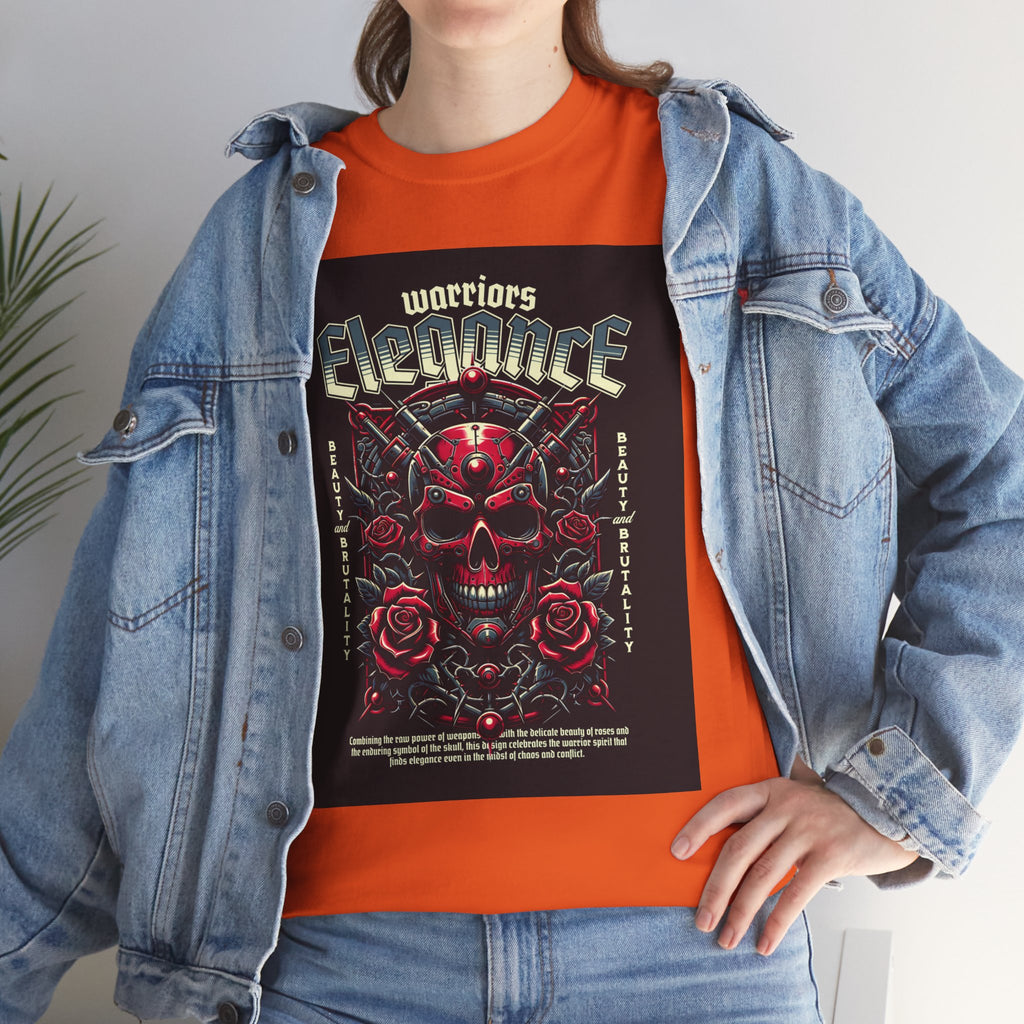 Warriors Electric Skull T‑Shirt — Red Skull & Roses Rock Graphic Tee