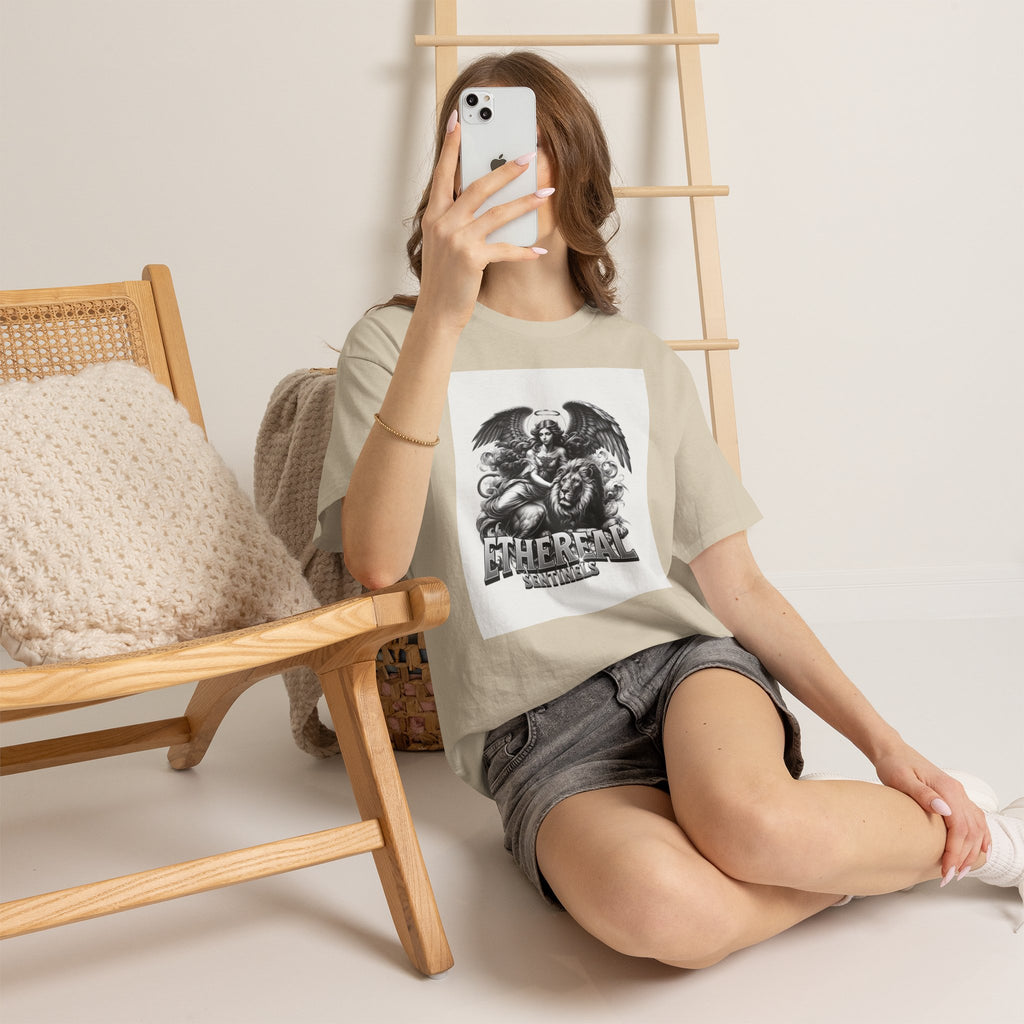 Angel & Lion Graphic Tee — "Ethereal" Vintage Gothic Streetwear