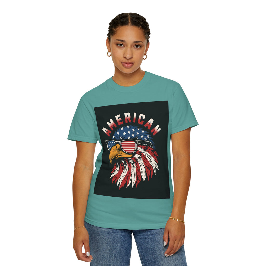 American Eagle Sunglasses T-Shirt — Patriotic USA Flag Graphic