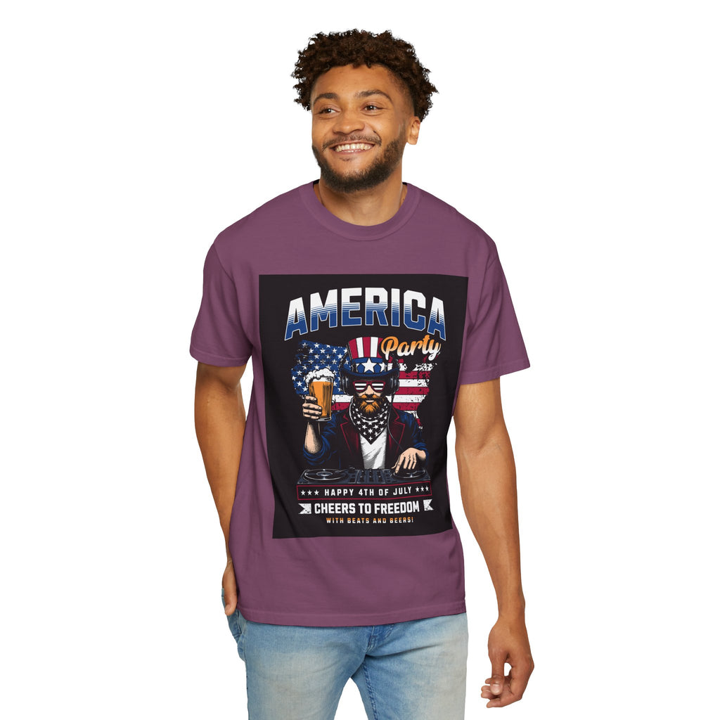 America Party T-Shirt — Cheers to Freedom 4th of July Patriotic Tee