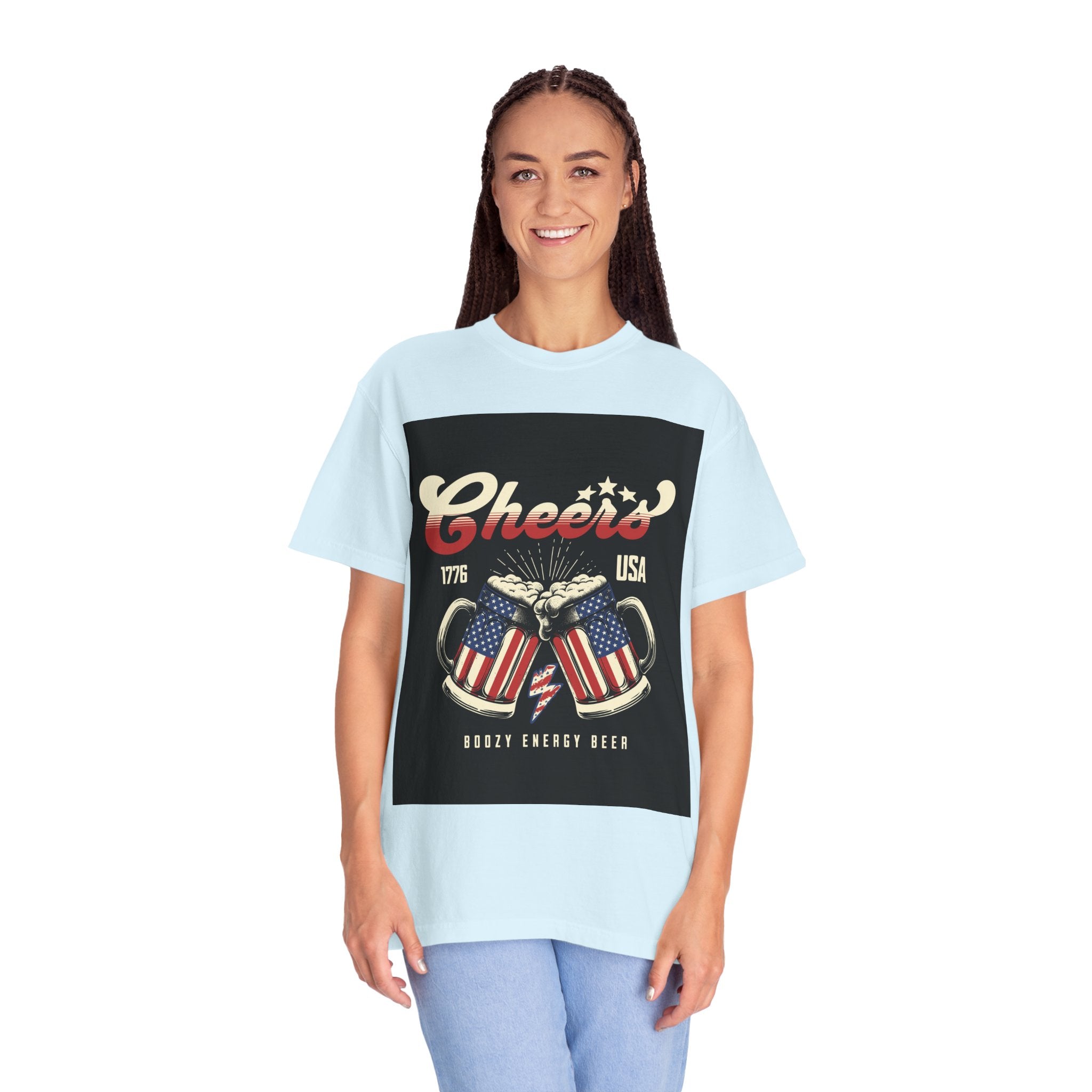 Cheers USA T-Shirt — Patriotic Beer Mugs Graphic Tee (1776)