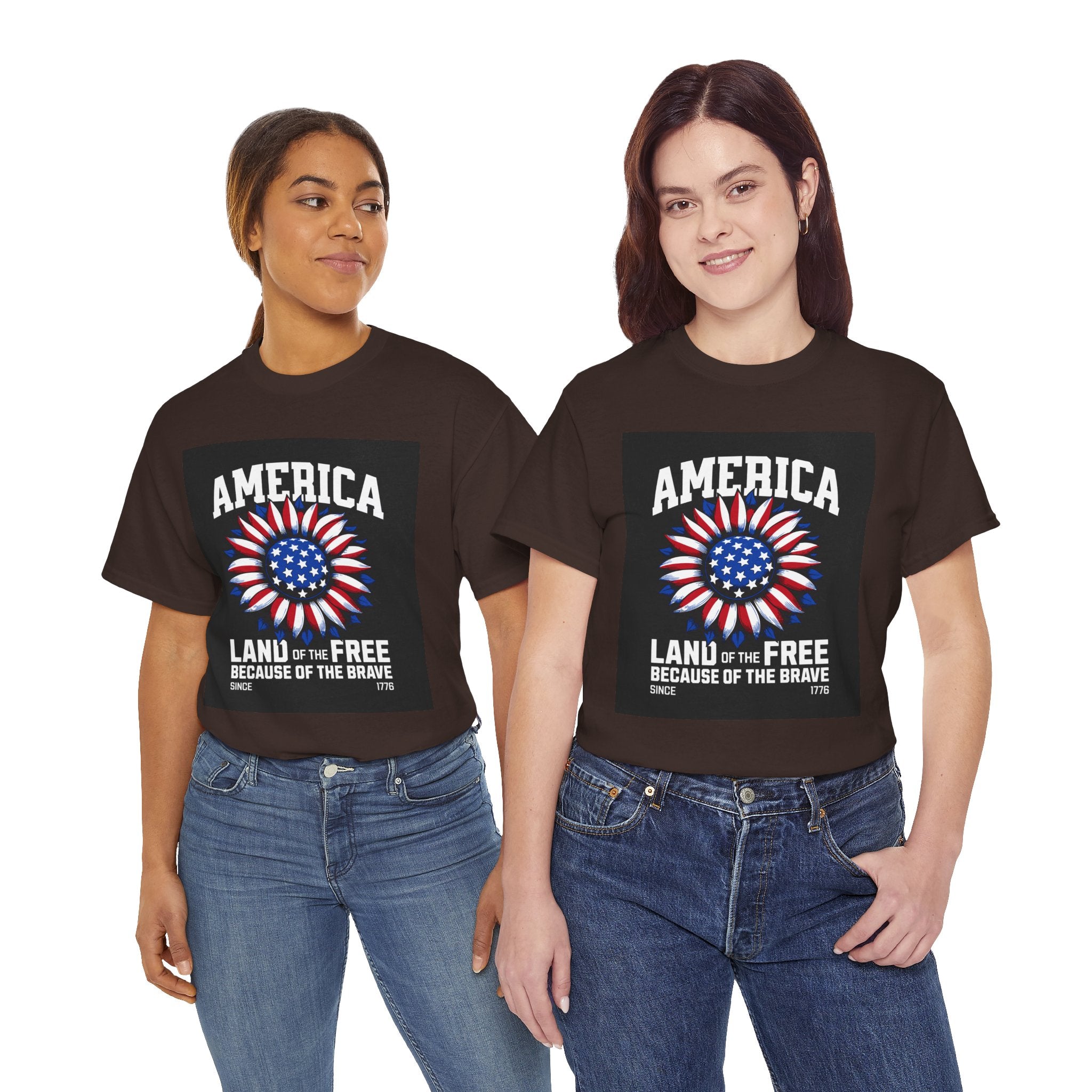 Patriotic America Tee — "Land of the Free Because of the Brave" Cotton T-Shirt