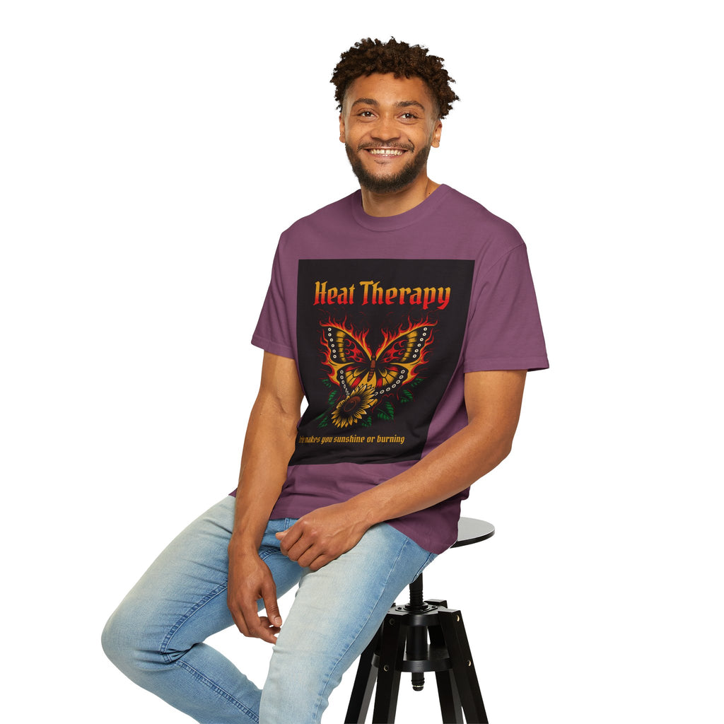Heat Therapy Butterfly T-Shirt — Retro Floral Sunflower Design