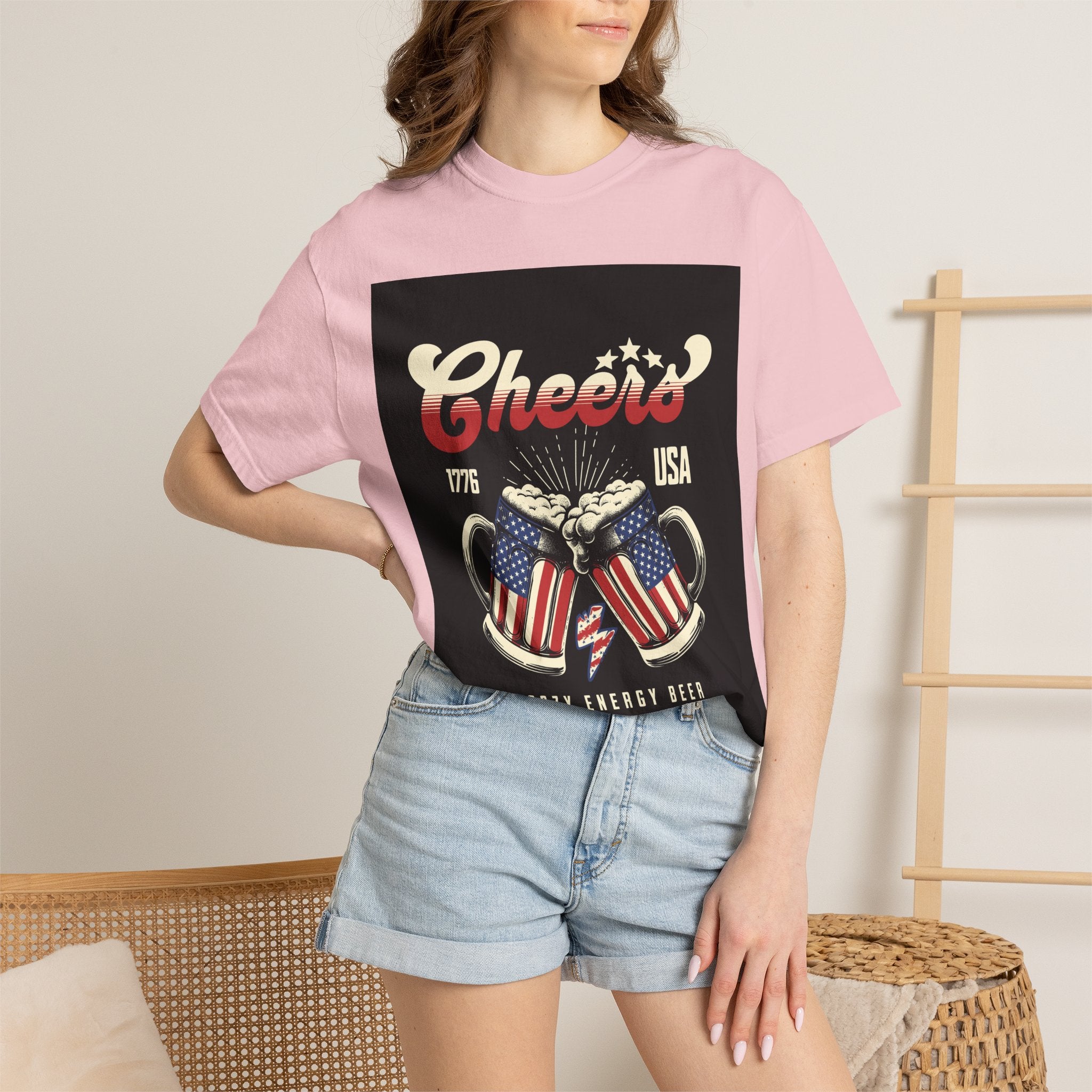 Cheers USA T-Shirt — Patriotic Beer Mugs Graphic Tee (1776)