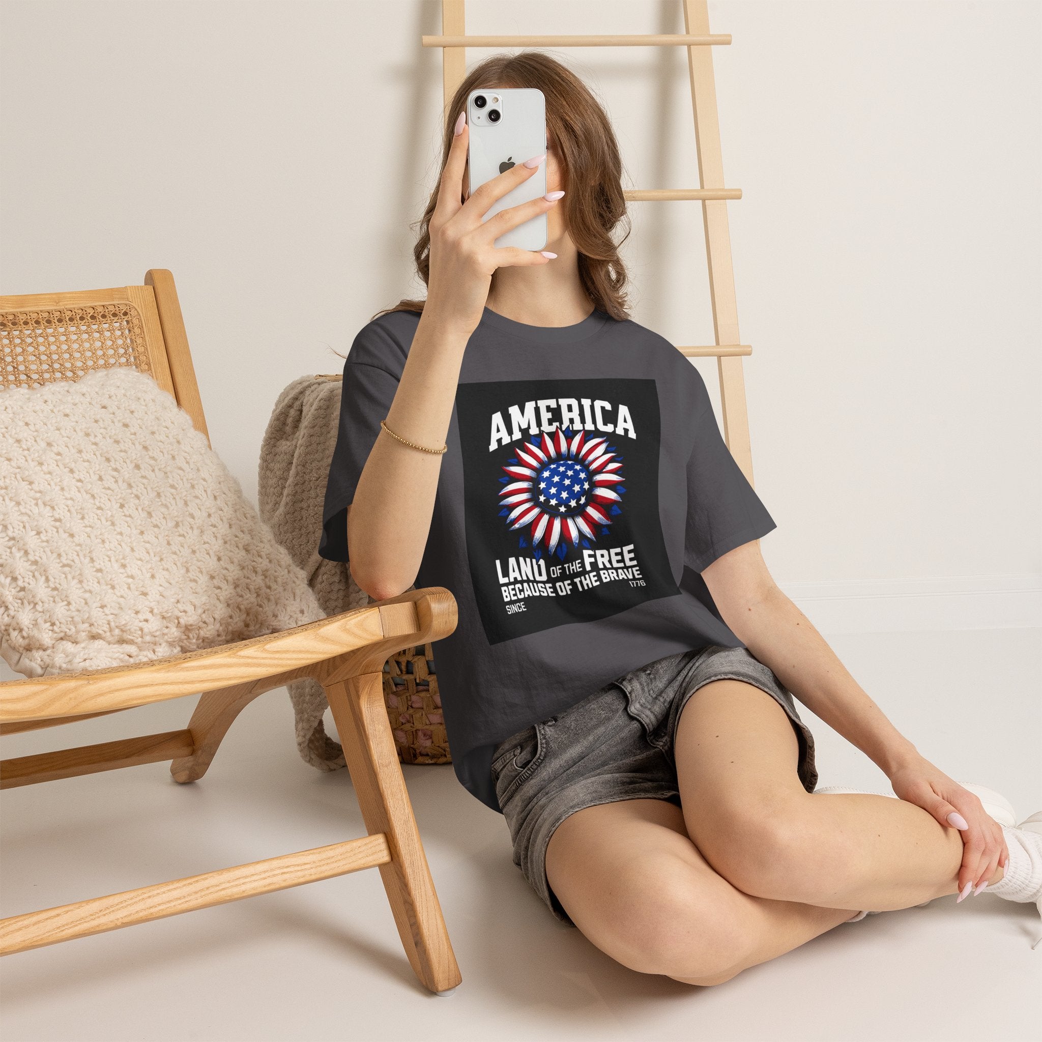 Patriotic America Tee — "Land of the Free Because of the Brave" Cotton T-Shirt