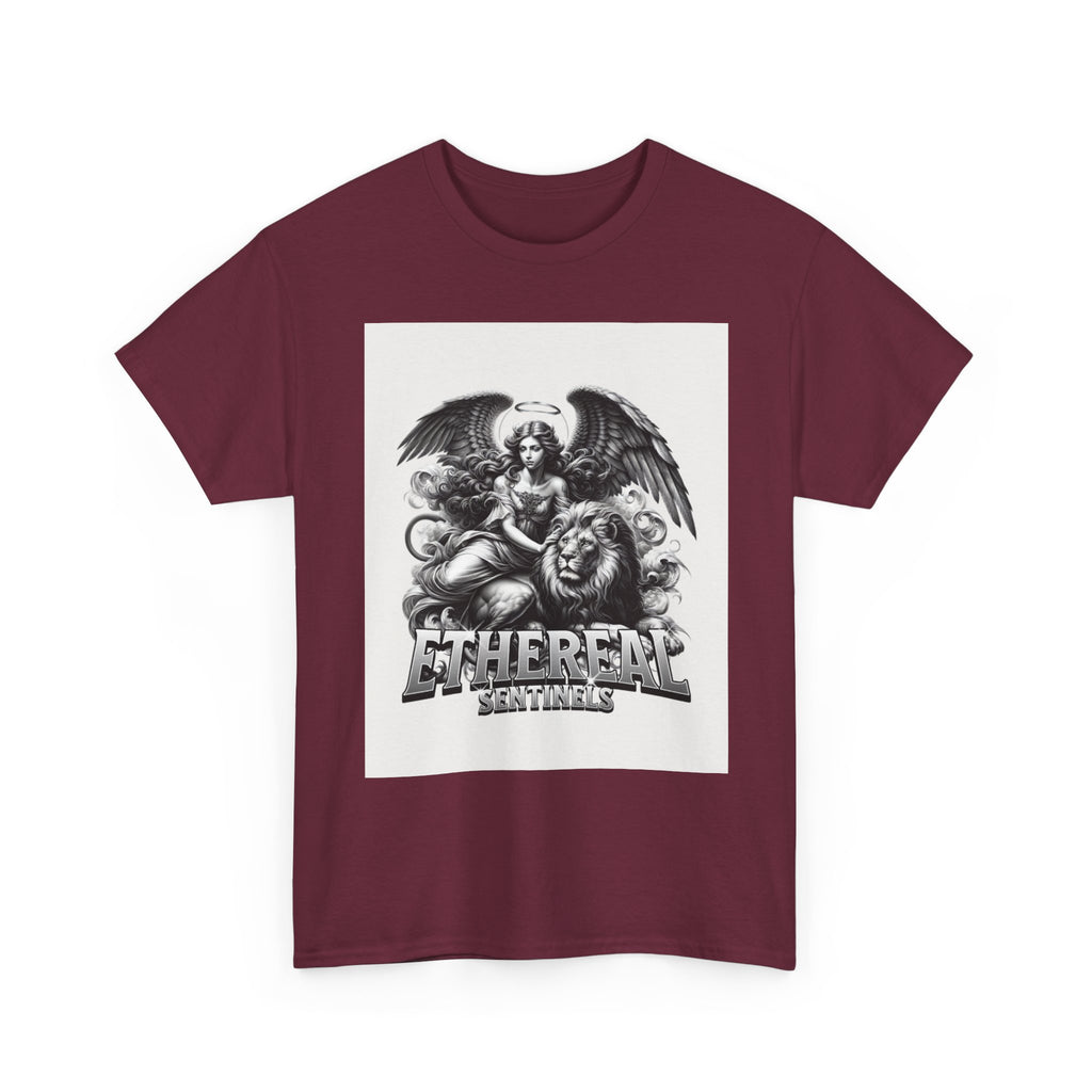 Angel & Lion Graphic Tee — "Ethereal" Vintage Gothic Streetwear