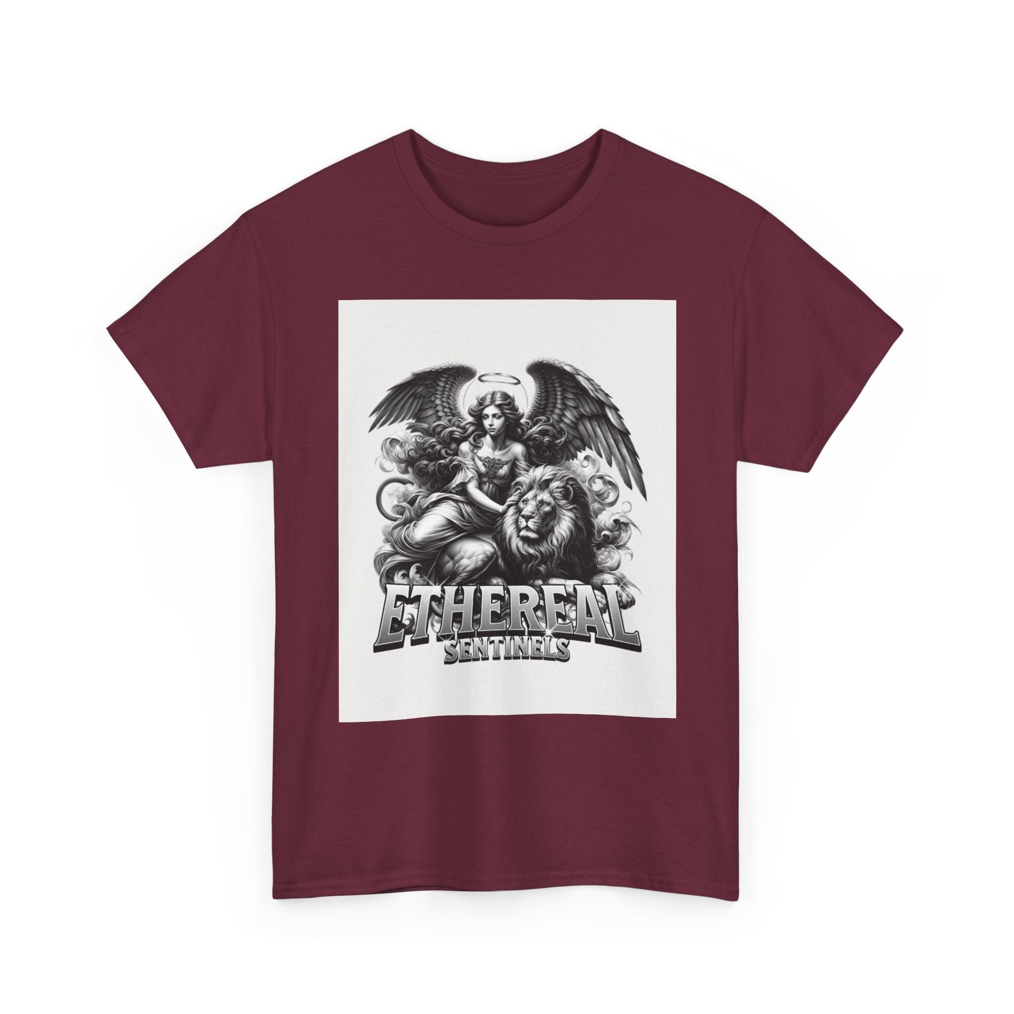 Angel & Lion Graphic Tee — "Ethereal" Vintage Gothic Streetwear
