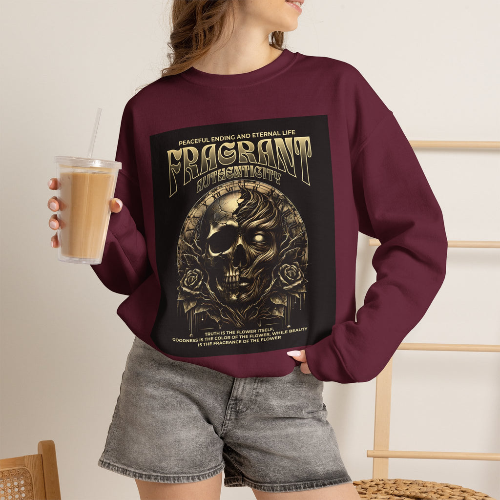 Skull & Roses Crewneck Sweatshirt — “Decrepit” Gothic Graphic