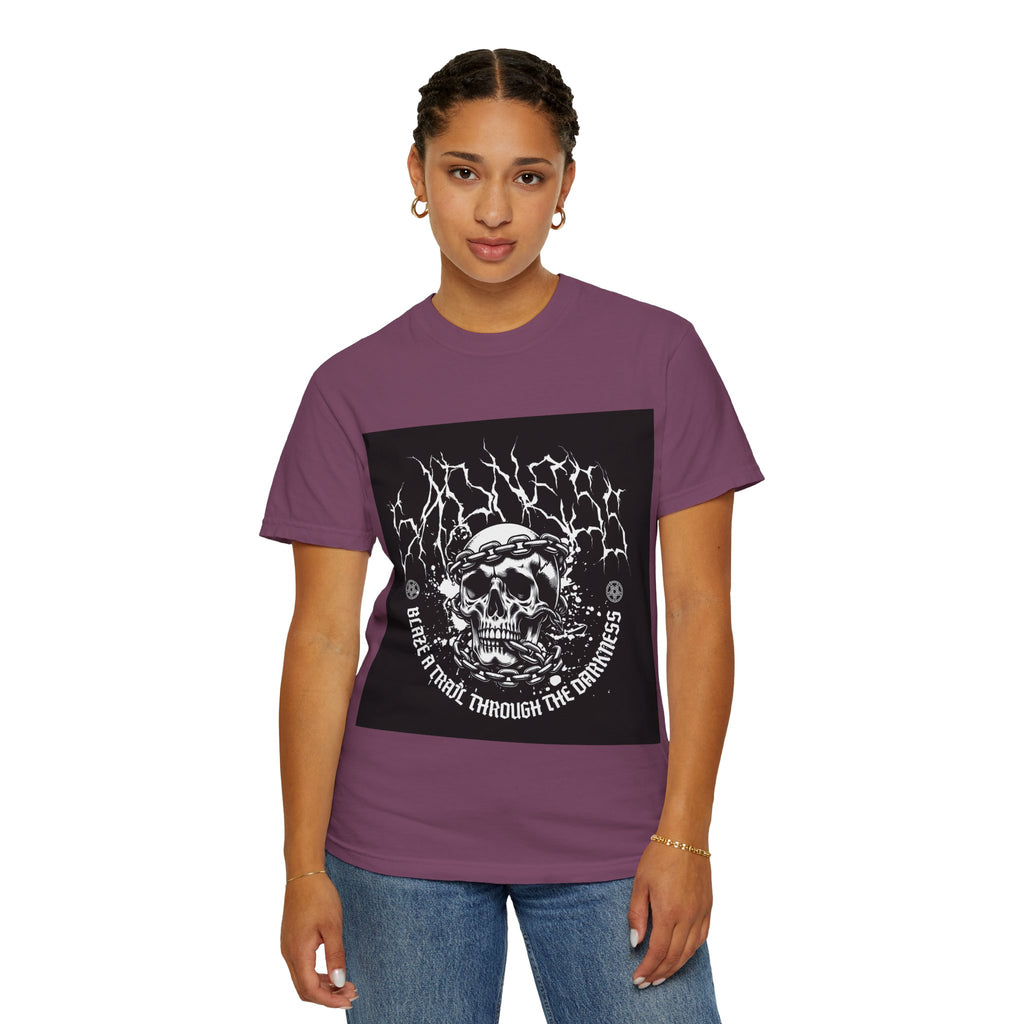 Graphic T-Shirt — 'Break a Path Through the Darkness' Skull Lightning Design