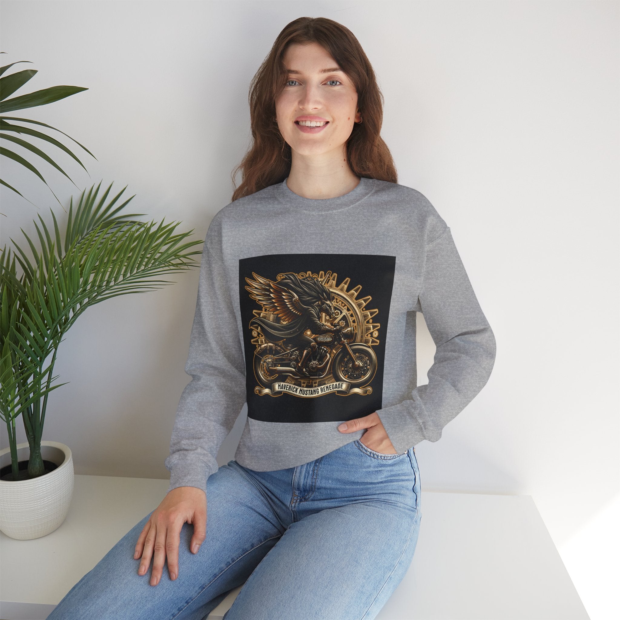 Motorcycle Eagle Crewneck Sweatshirt – "Liberty Rider" Vintage Biker Graphic