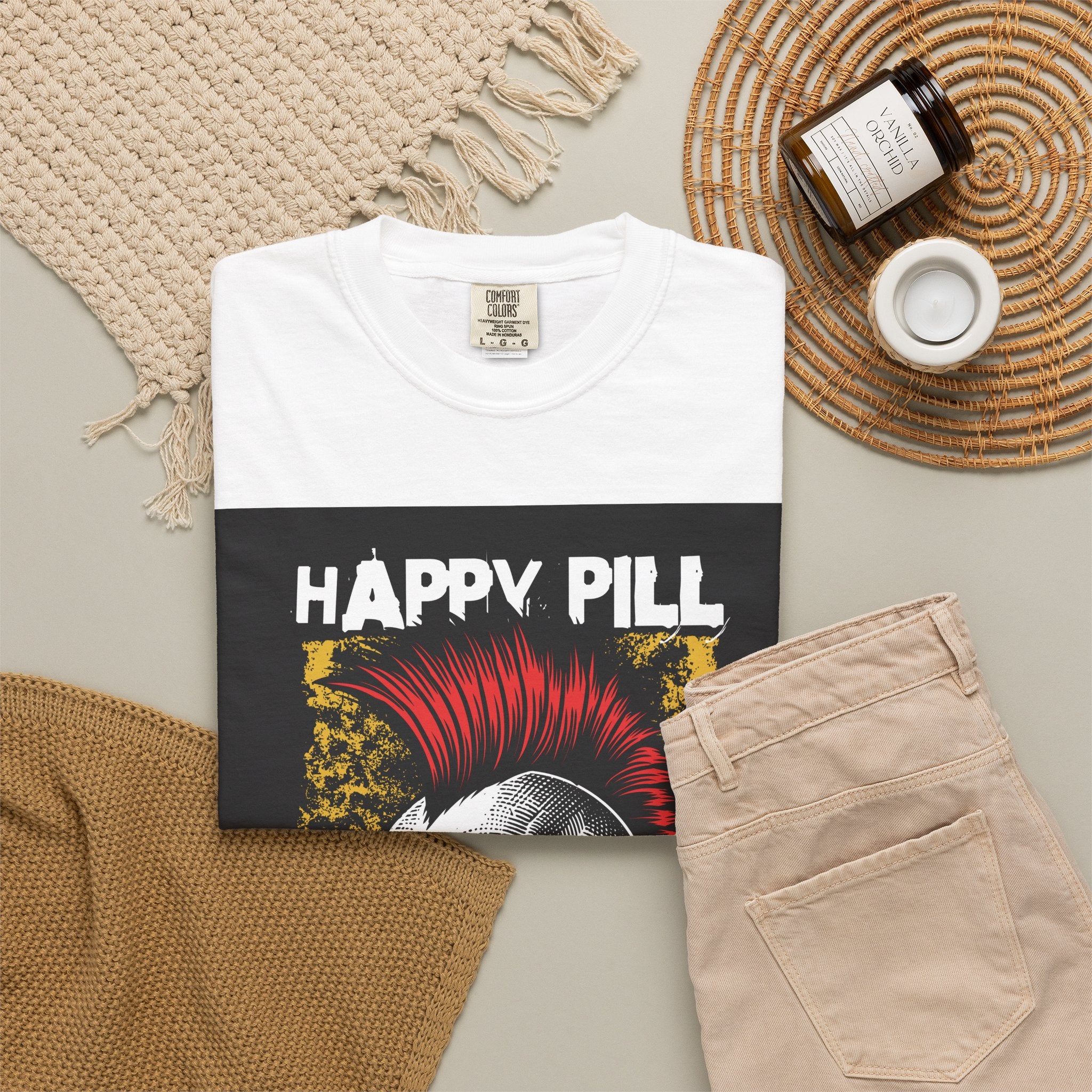 Happy Pill Punk Skull T-Shirt — 'Happy Pill Medication' Graphic Tee