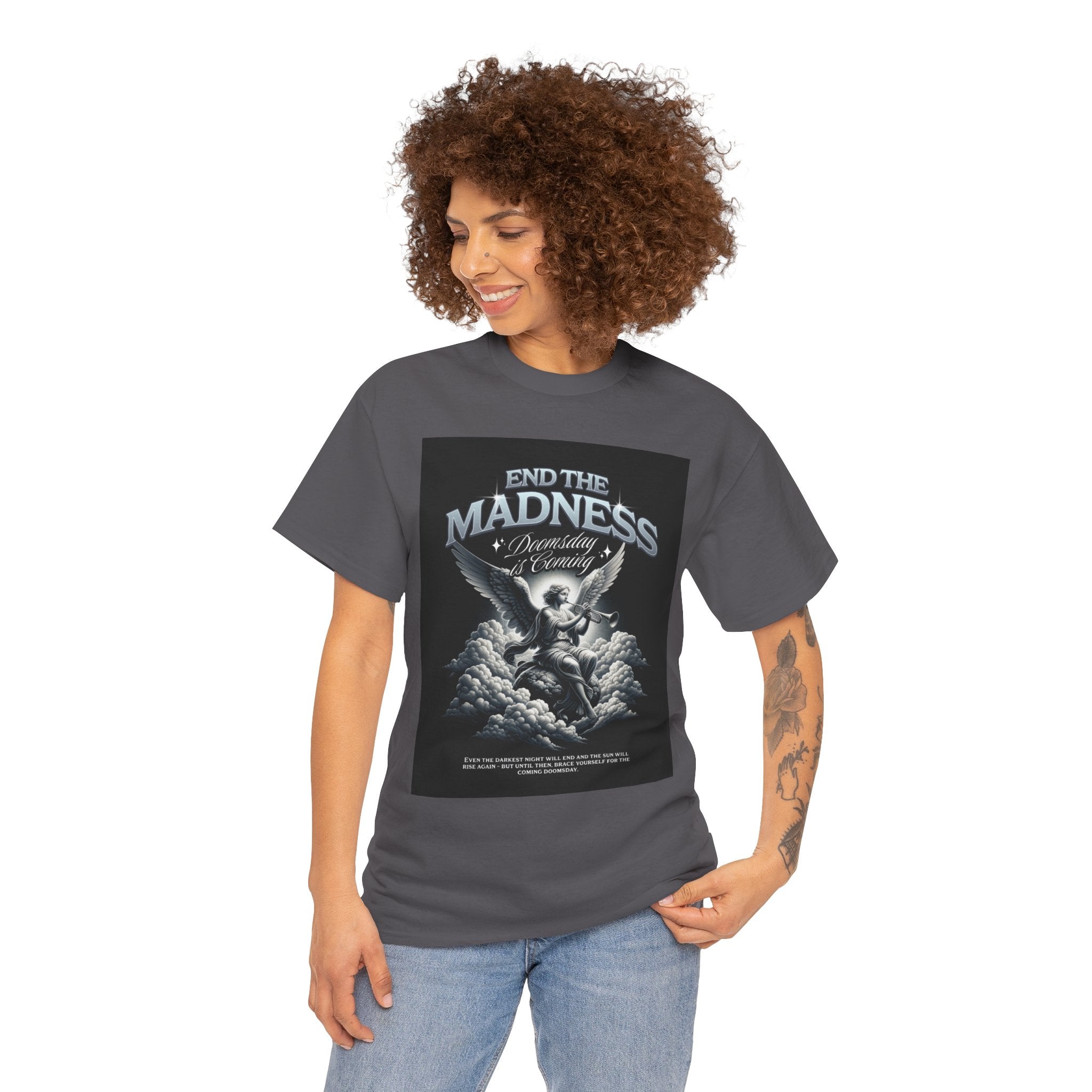 End the Madness Angel Graphic Tee — Vintage Gothic Band-Style T-Shirt