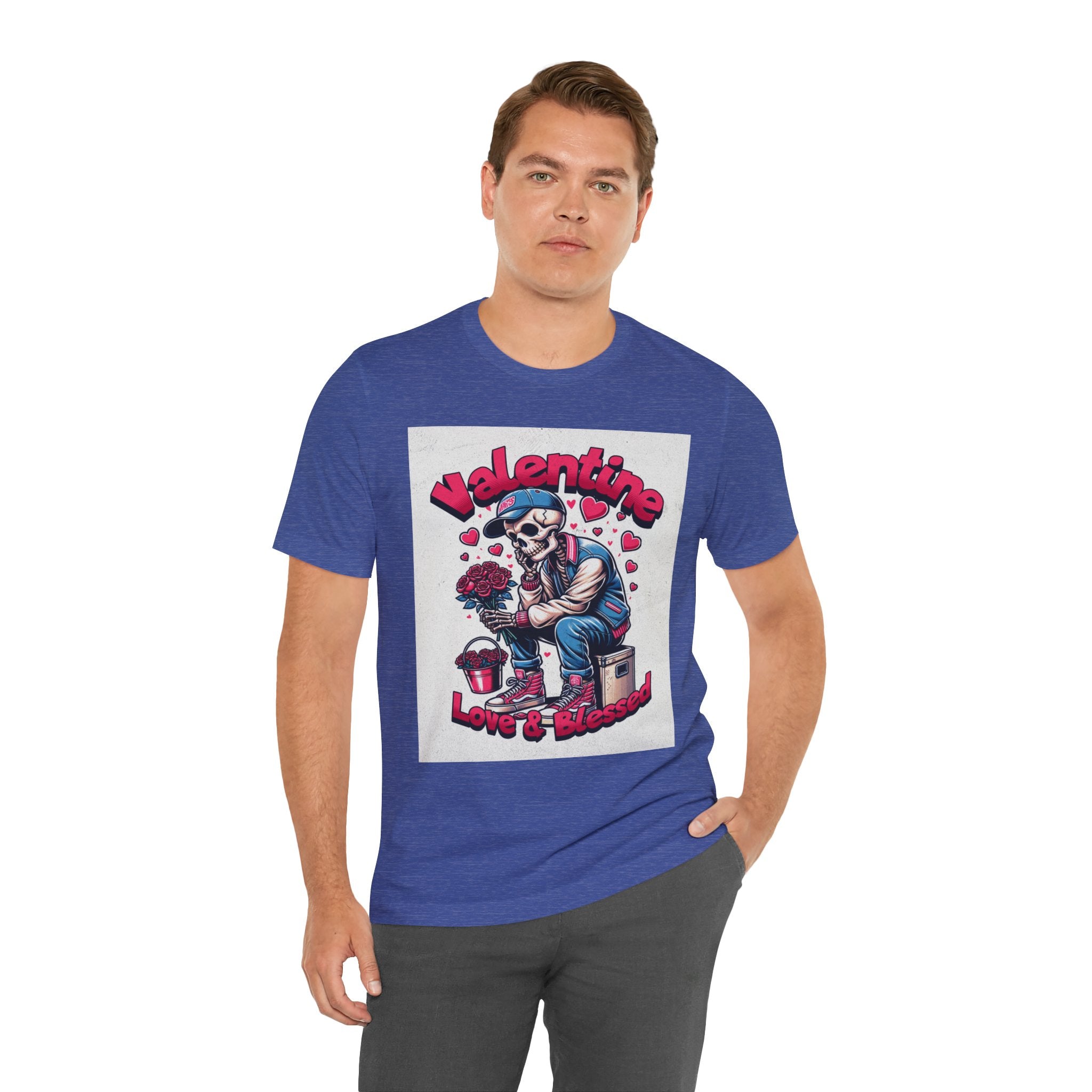 Valentine Skull T-Shirt – "Love & Blessed" Gothic Valentine Tee