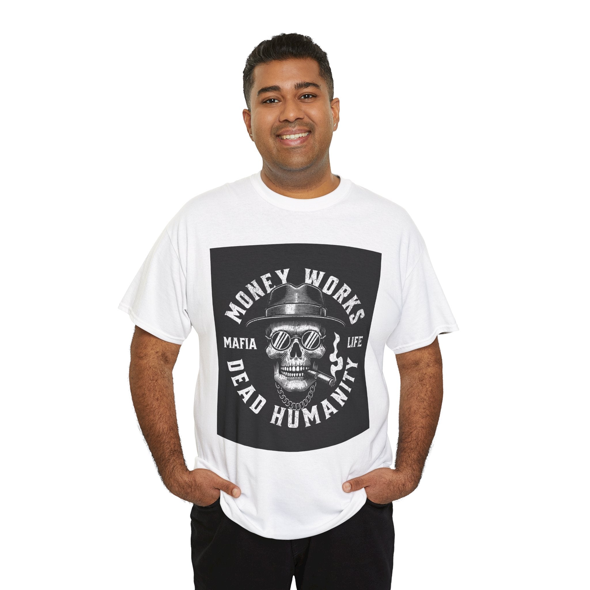 Money Works Dead Humanity Skull Tee