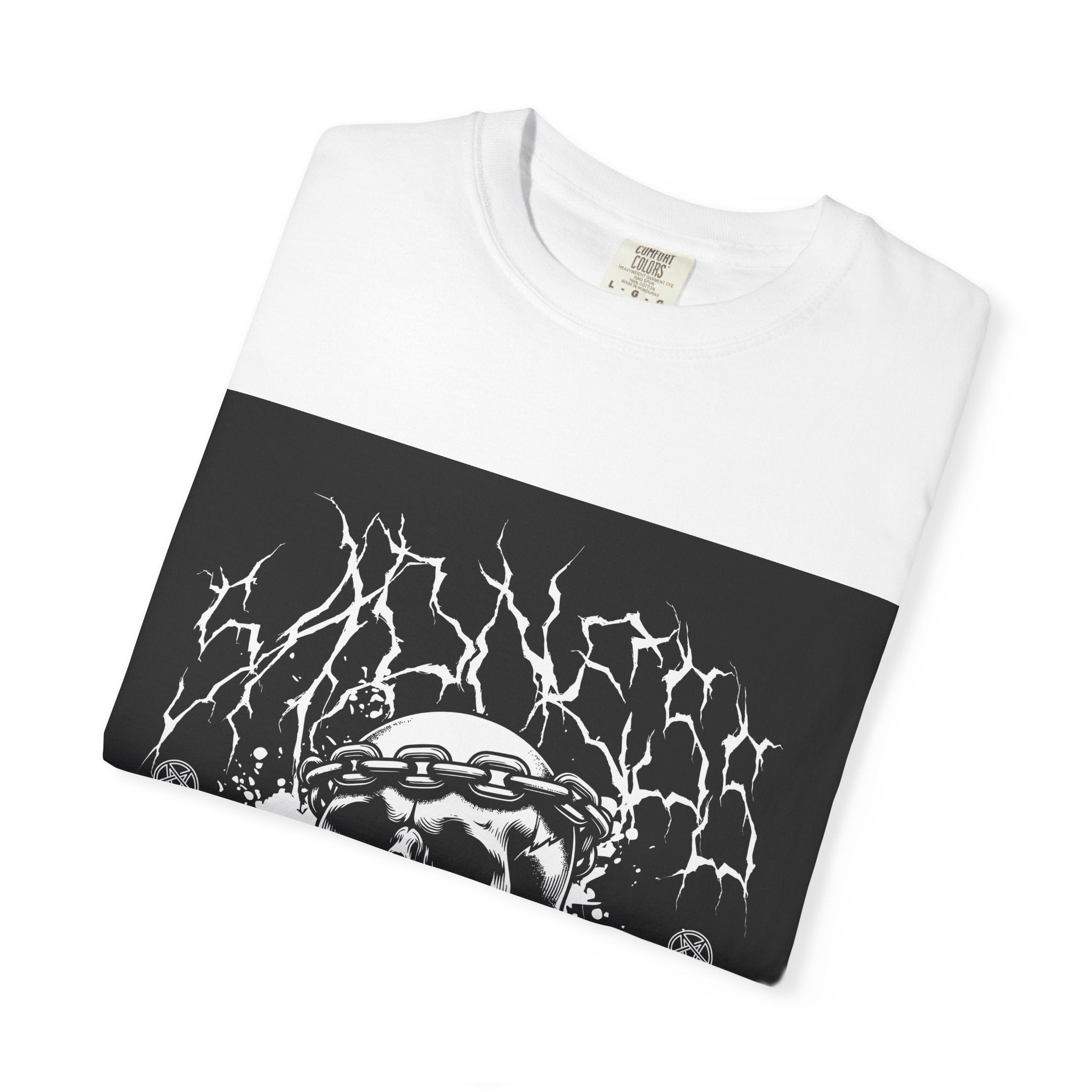 Graphic T-Shirt — 'Break a Path Through the Darkness' Skull Lightning Design