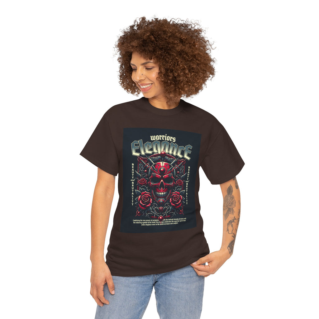 Warriors Electric Skull T‑Shirt — Red Skull & Roses Rock Graphic Tee