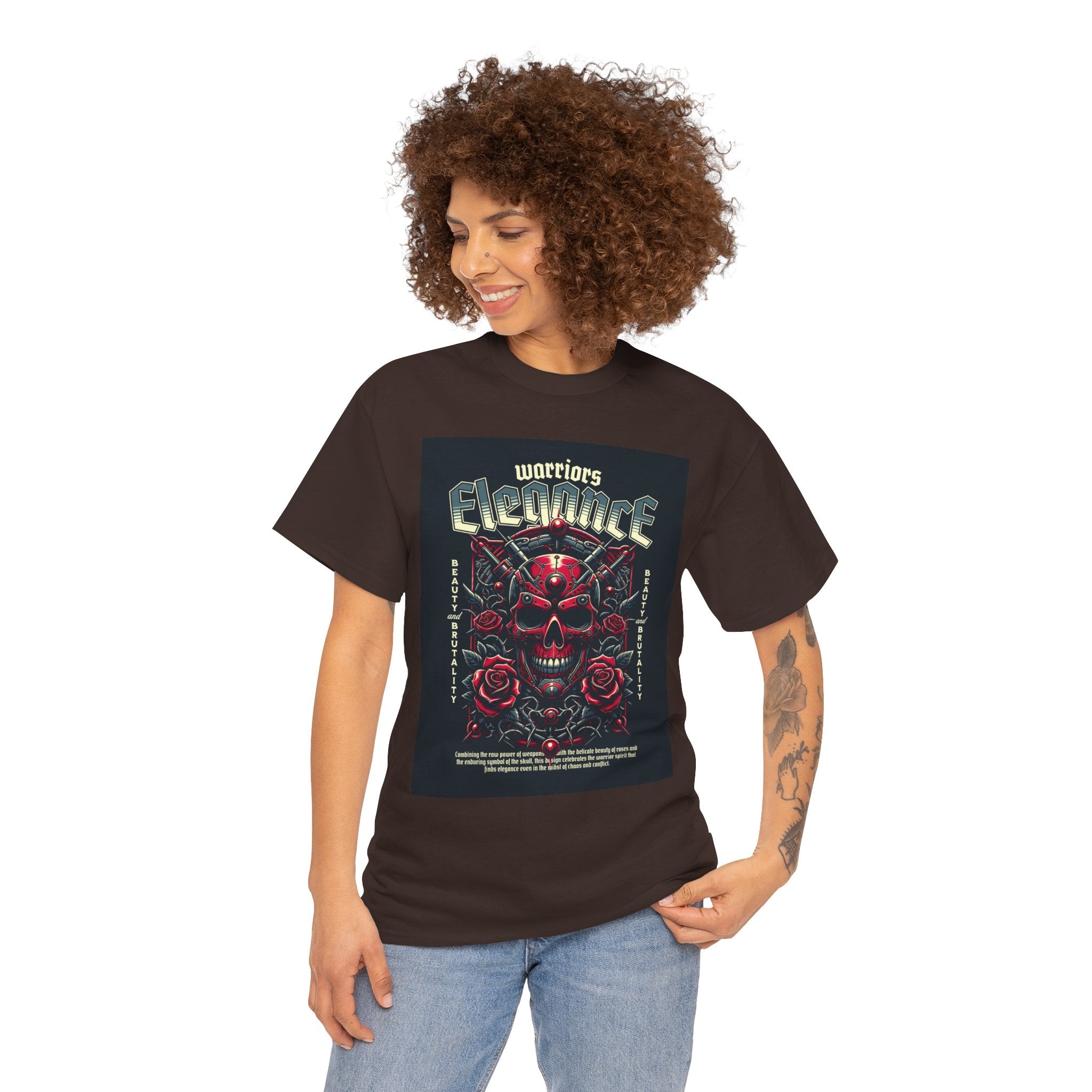 Warriors Electric Skull T‑Shirt — Red Skull & Roses Rock Graphic Tee
