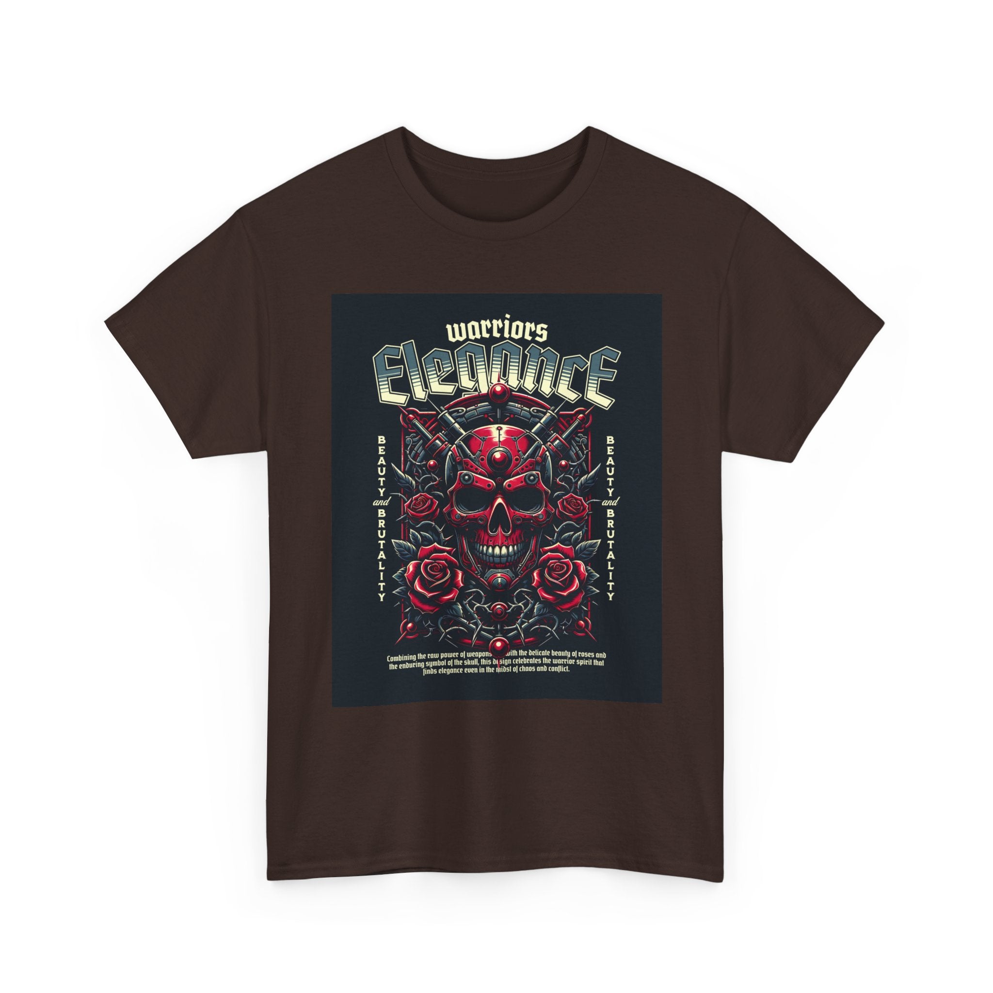 Warriors Electric Skull T‑Shirt — Red Skull & Roses Rock Graphic Tee