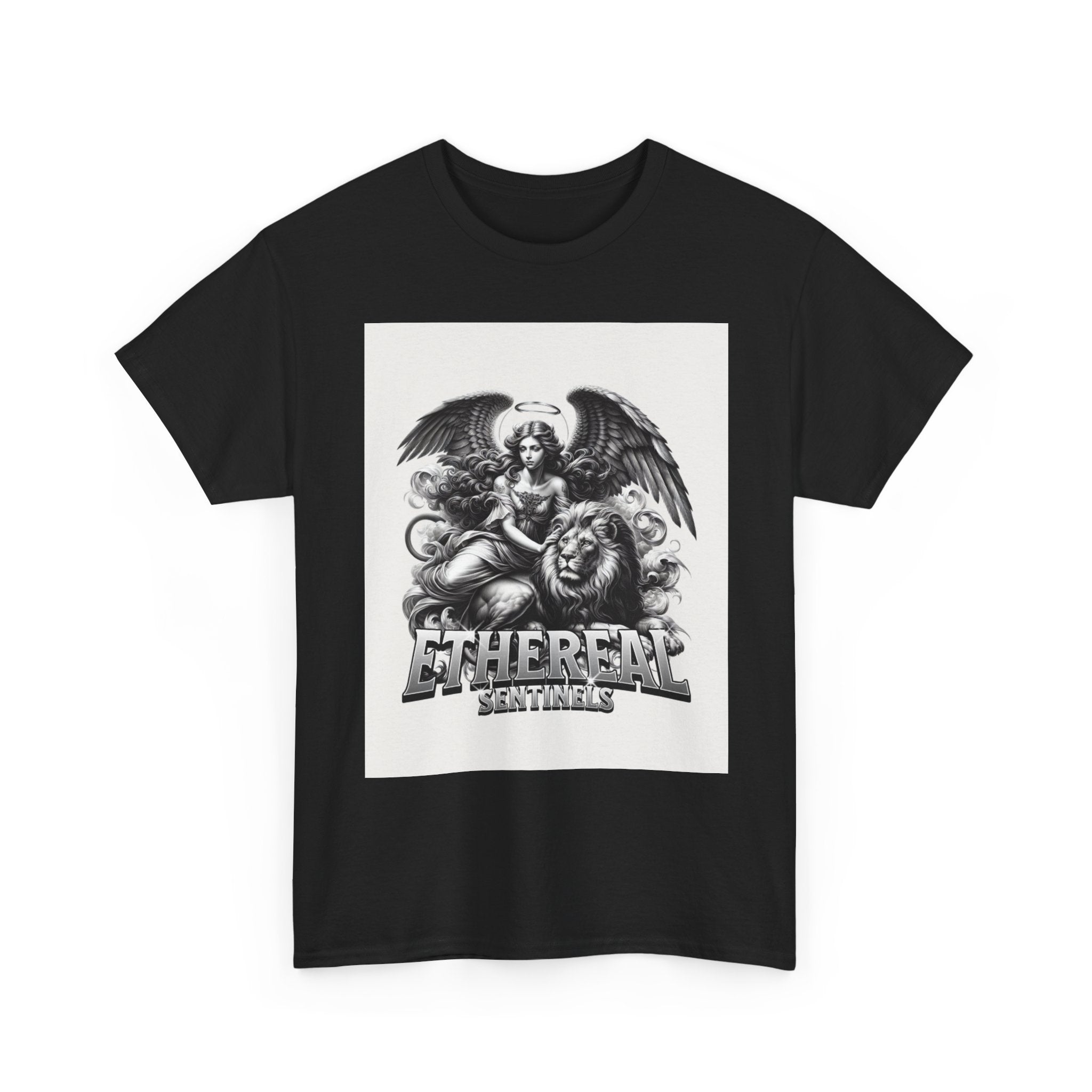 Angel & Lion Graphic Tee — "Ethereal" Vintage Gothic Streetwear