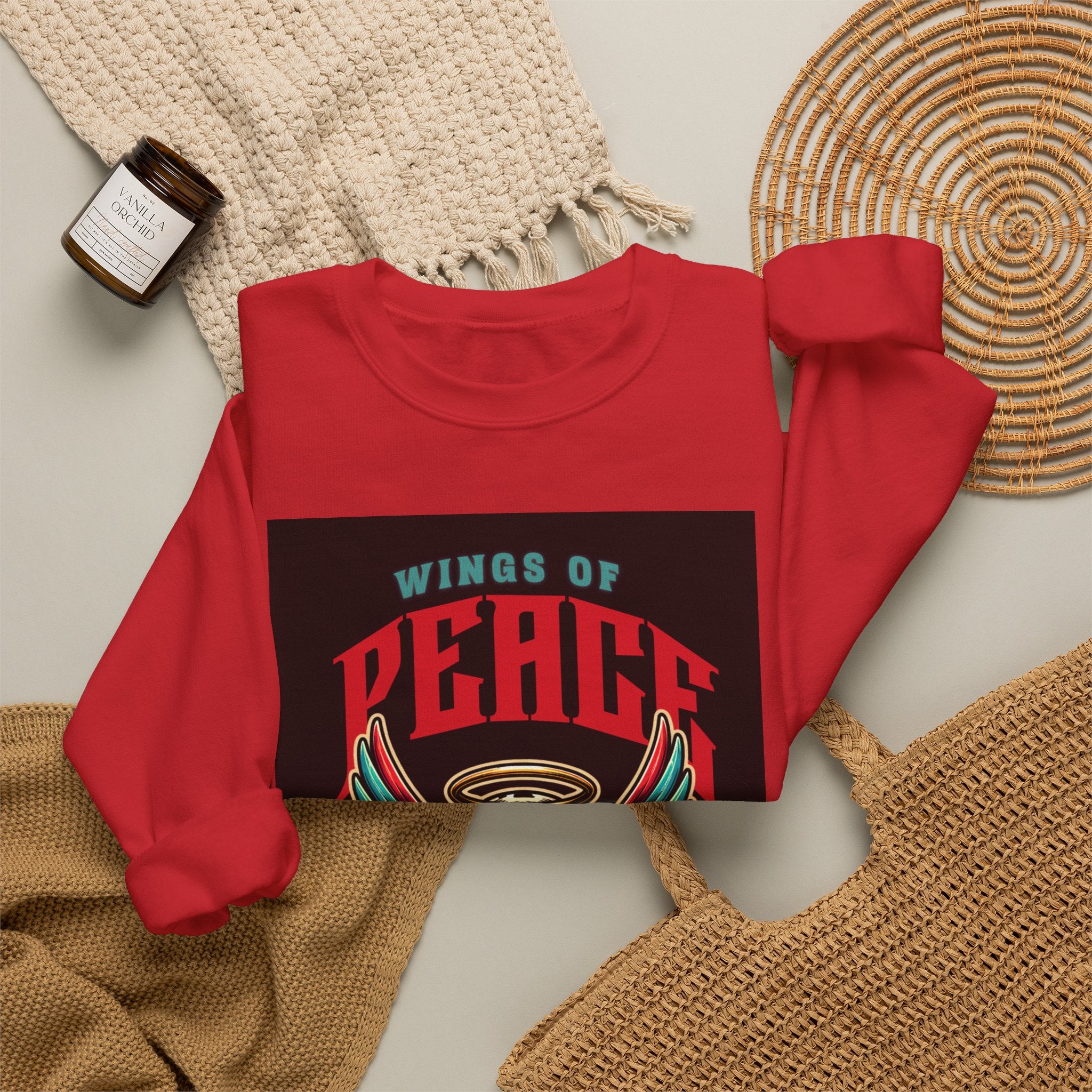 Wings of Peace Skull Crewneck Sweatshirt — Soar Above With Love Graphic