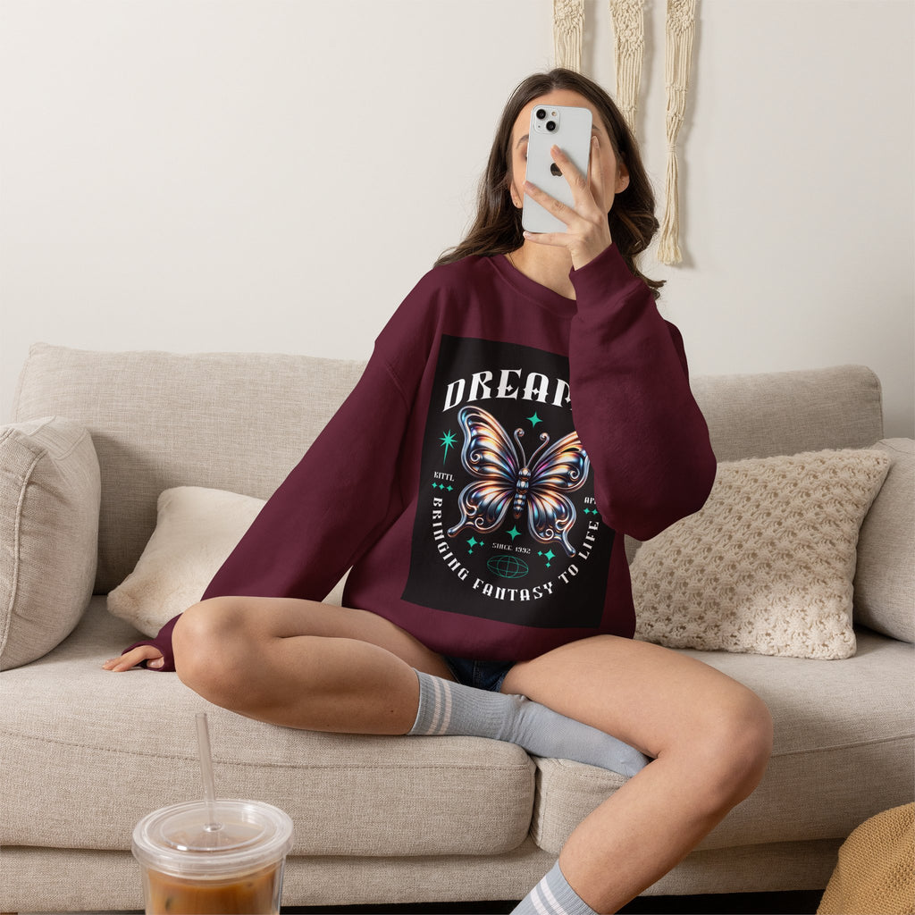 Dreamer Butterfly Crewneck Sweatshirt — Inspiring 'Dreamer' Graphic Pullover