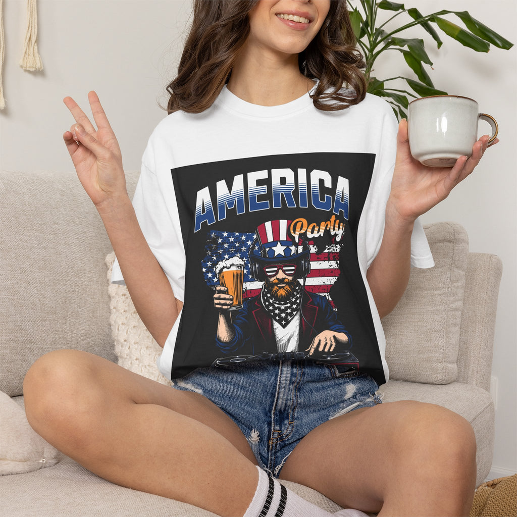 America Party T-Shirt — Cheers to Freedom 4th of July Patriotic Tee