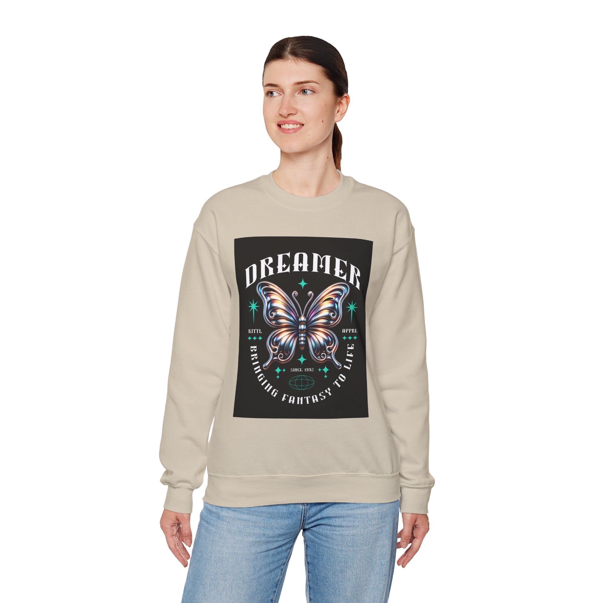 Dreamer Butterfly Crewneck Sweatshirt — Inspiring 'Dreamer' Graphic Pullover