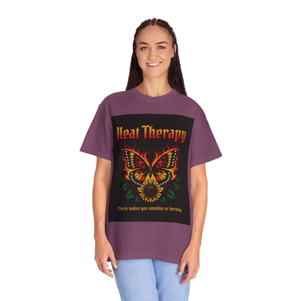 Heat Therapy Butterfly T-Shirt — Retro Floral Sunflower Design