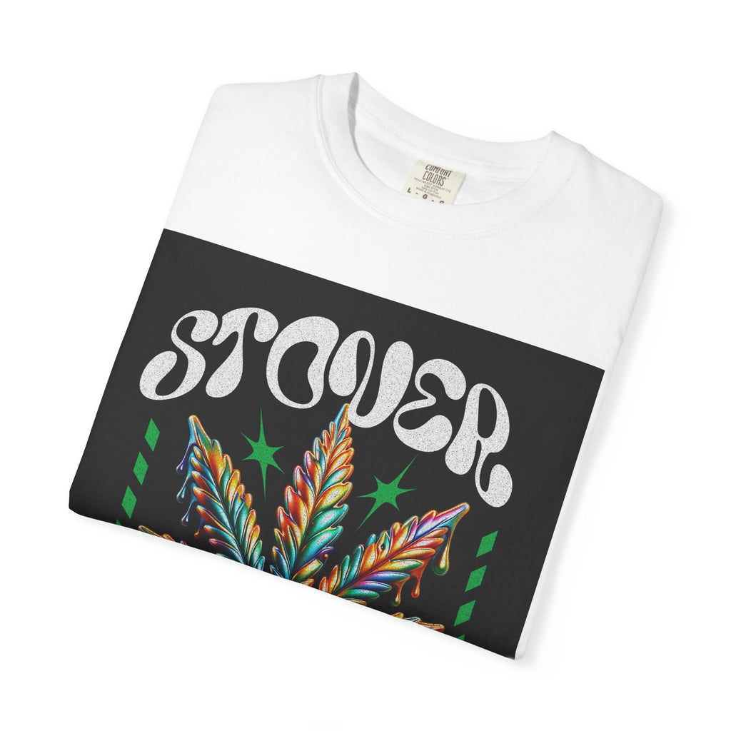 T-Shirt — Stover "Grow Your Own Serenity" Colorful Cannabis Leaf Graphic