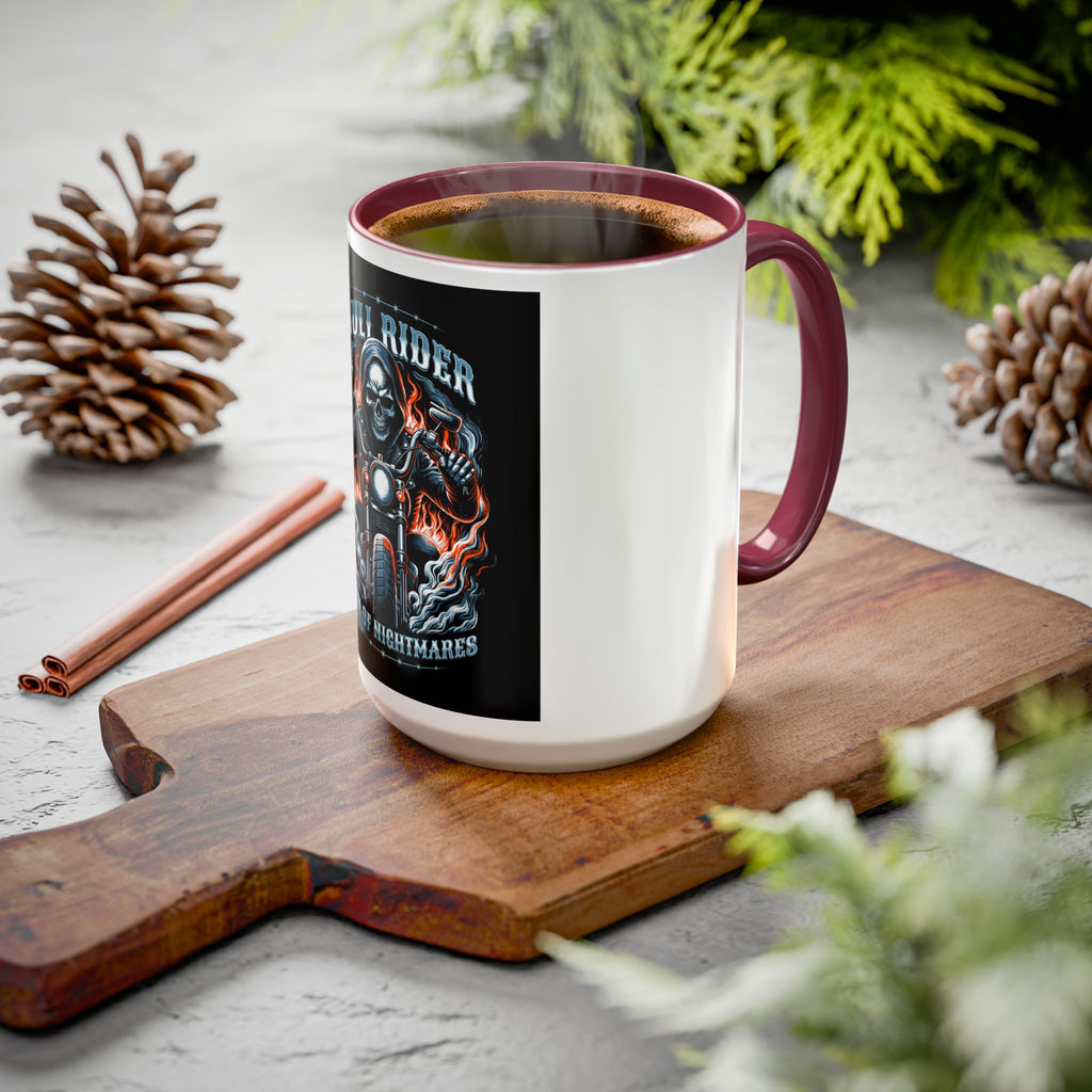 Skull Rider Motorcycle Mug – "Born of Nightmares" Biker Coffee Cup (11oz/15oz)