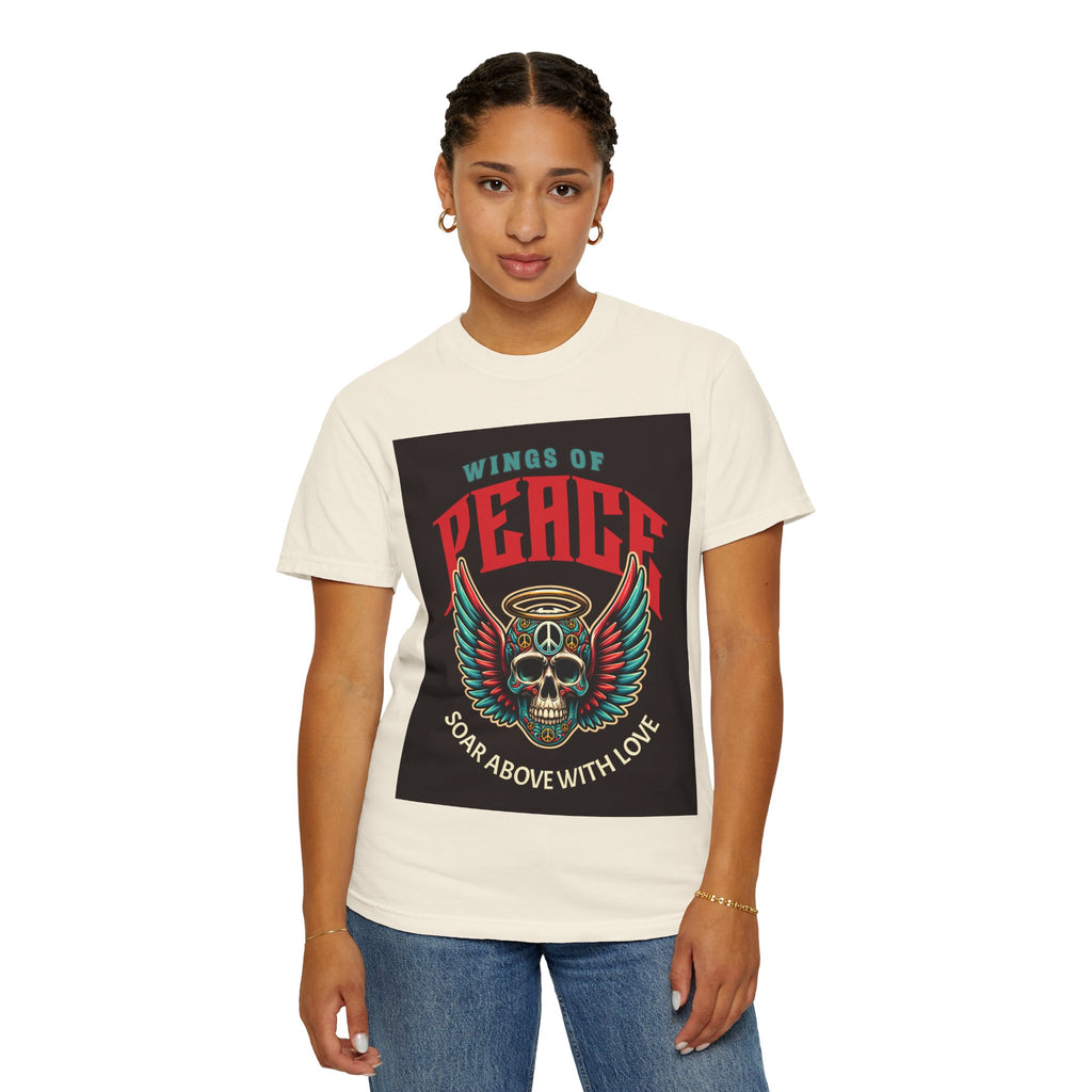 Wings of Peace Skull T-Shirt — "Soar Above With Love" Vintage Graphic Tee