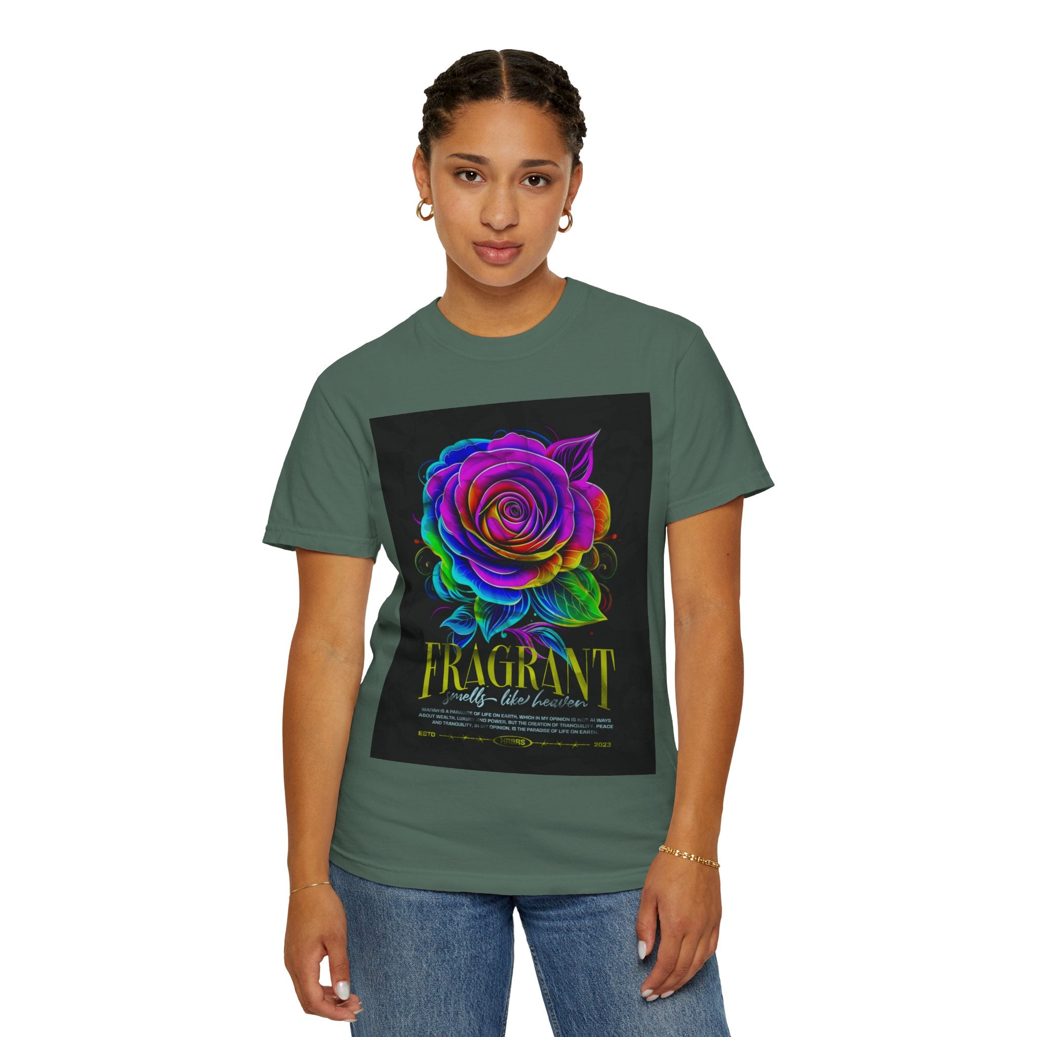 Fragrant Rainbow Rose T-Shirt — Vibrant Floral Graphic Tee