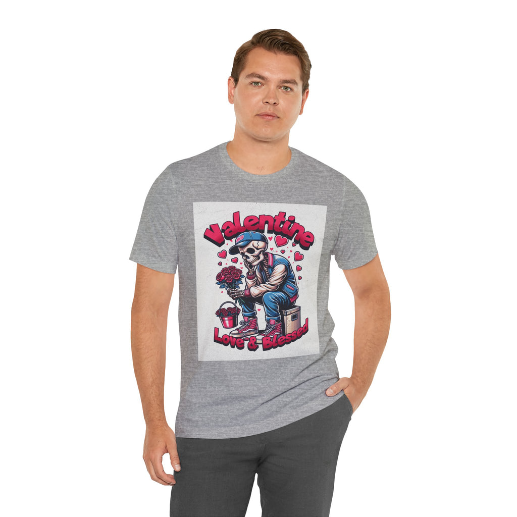 Valentine Skull T-Shirt – "Love & Blessed" Gothic Valentine Tee