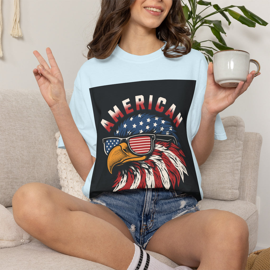 American Eagle Sunglasses T-Shirt — Patriotic USA Flag Graphic