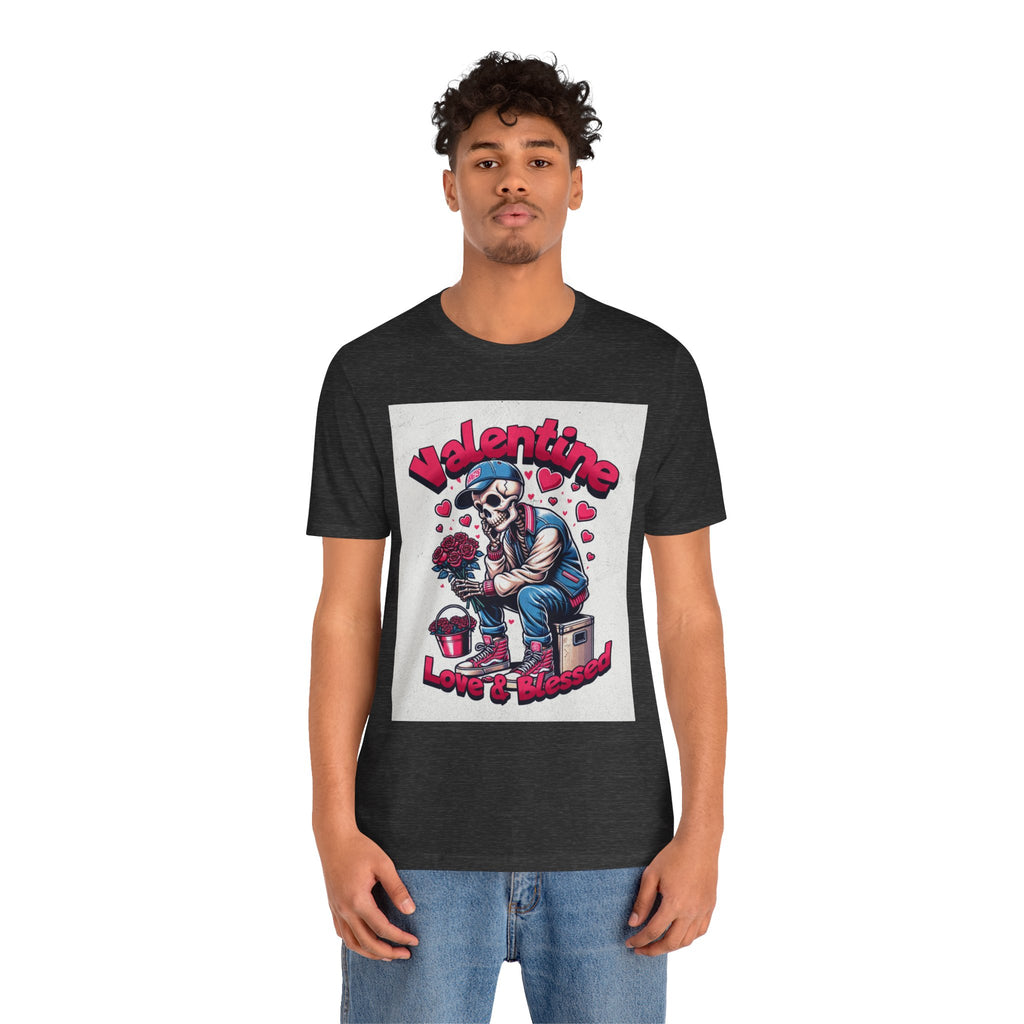 Valentine Skull T-Shirt – "Love & Blessed" Gothic Valentine Tee