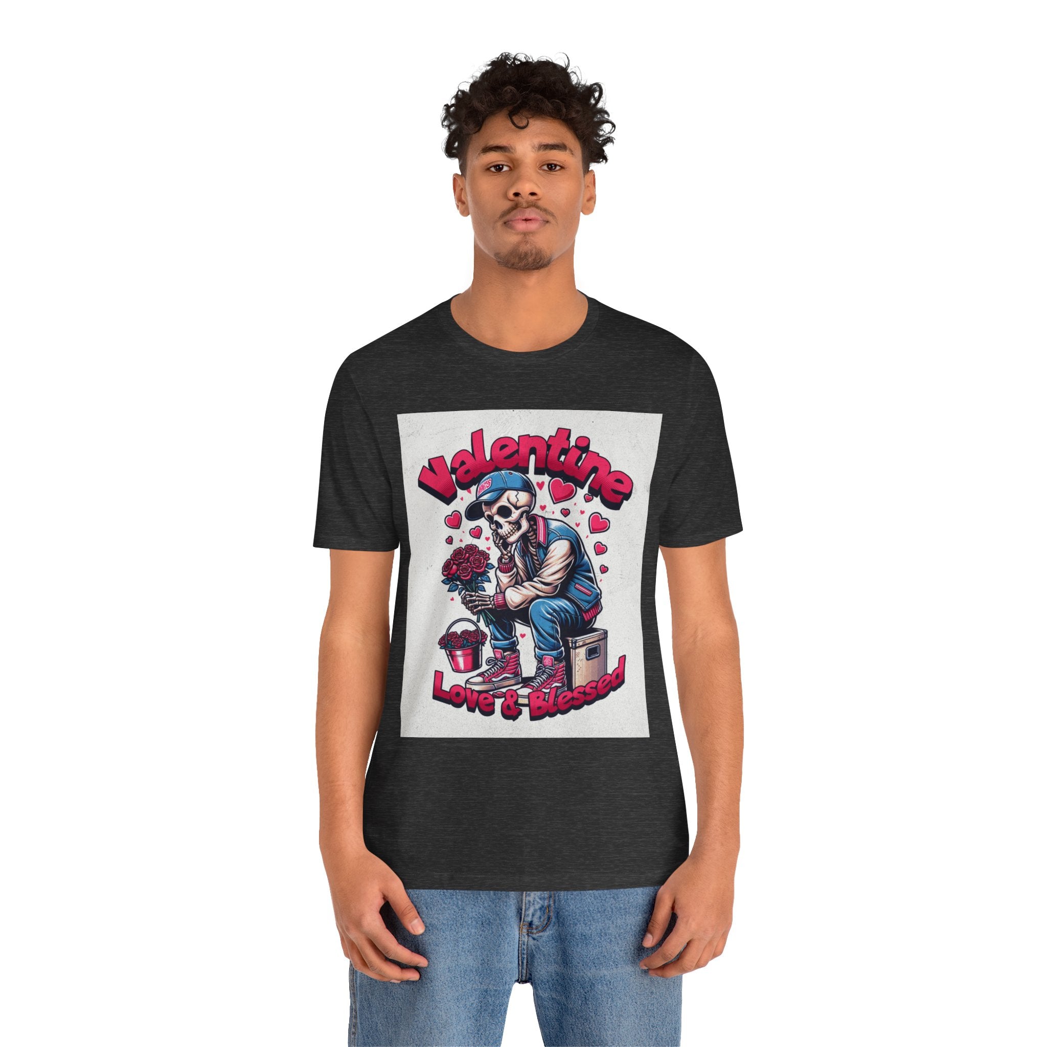 Valentine Skull T-Shirt – "Love & Blessed" Gothic Valentine Tee