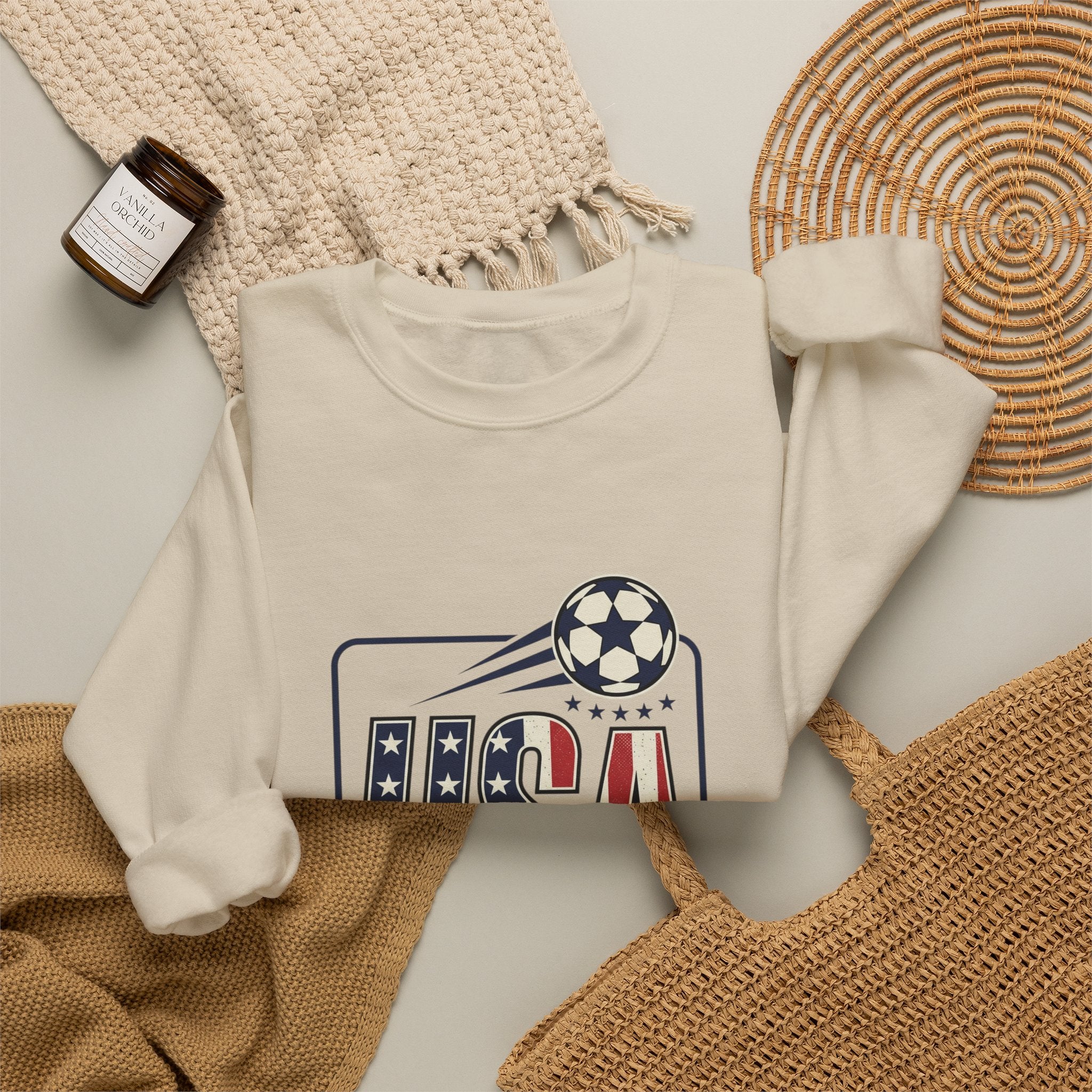 USA Soccer Crewneck Sweatshirt | American Flag Soccer Graphic