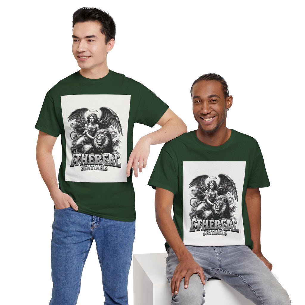 Angel & Lion Graphic Tee — "Ethereal" Vintage Gothic Streetwear