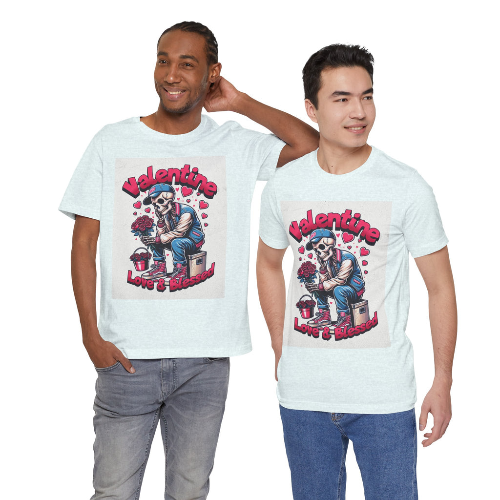 Valentine Skull T-Shirt – "Love & Blessed" Gothic Valentine Tee