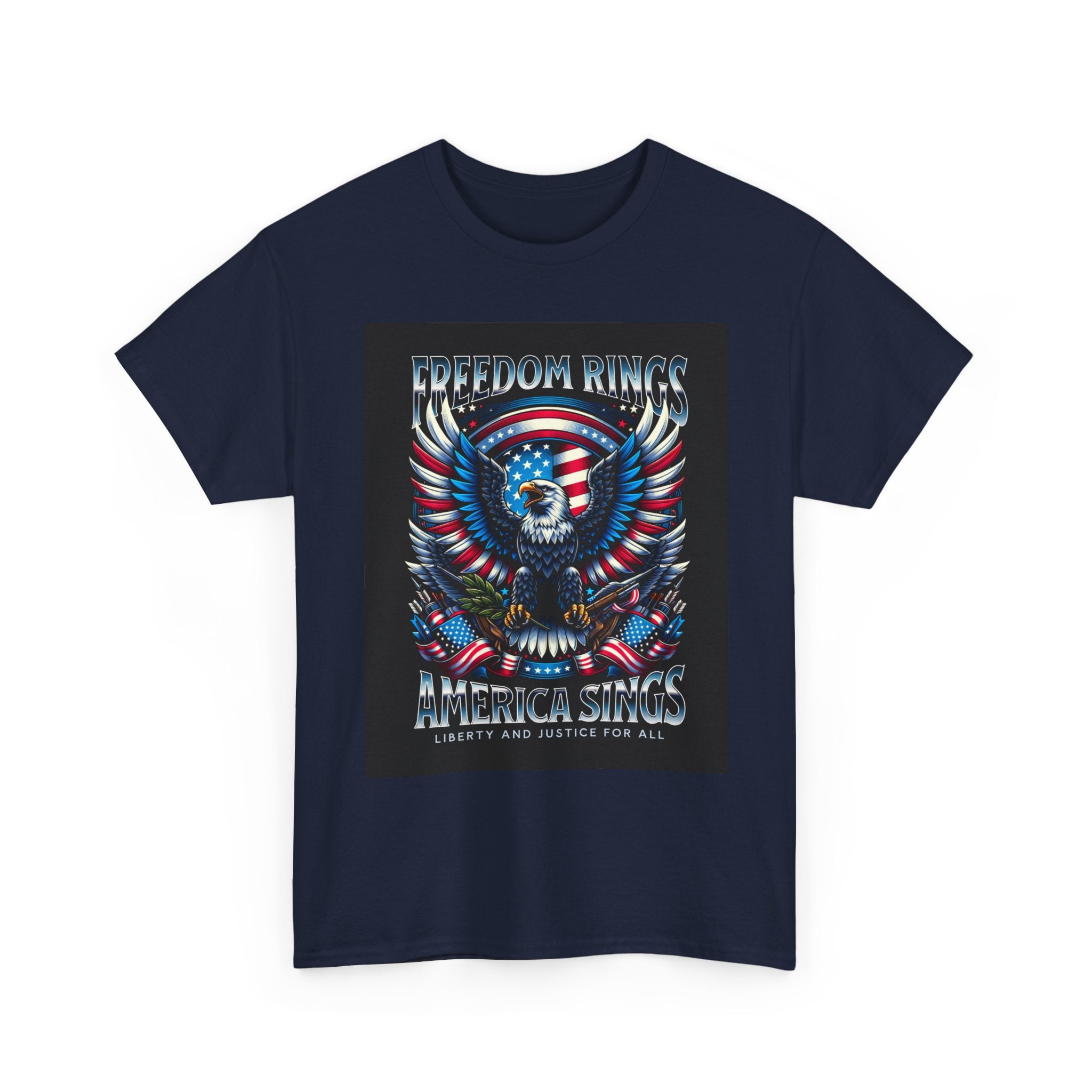 Eagle & American Flag Tee — "Freedom Rings, America Sings" Patriotic T-Shirt