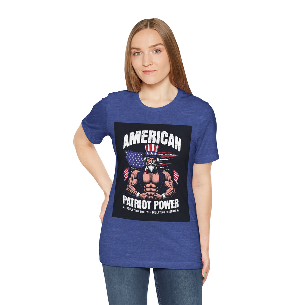 Patriot Power T-Shirt — American Flag Uncle Sam Muscle Graphic Tee