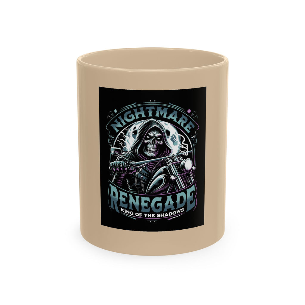 Nightmare Renegade Ceramic Mug — Grim Reaper Biker "King of the Shadows" Coffee Cup