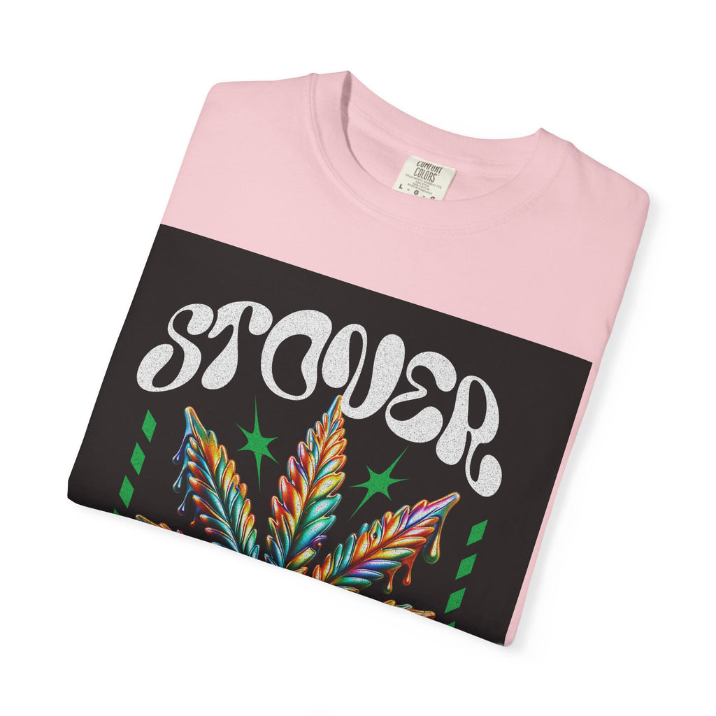 T-Shirt — Stover "Grow Your Own Serenity" Colorful Cannabis Leaf Graphic