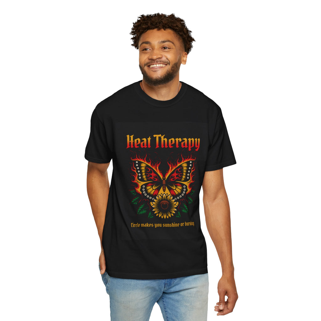 Heat Therapy Butterfly T-Shirt — Retro Floral Sunflower Design