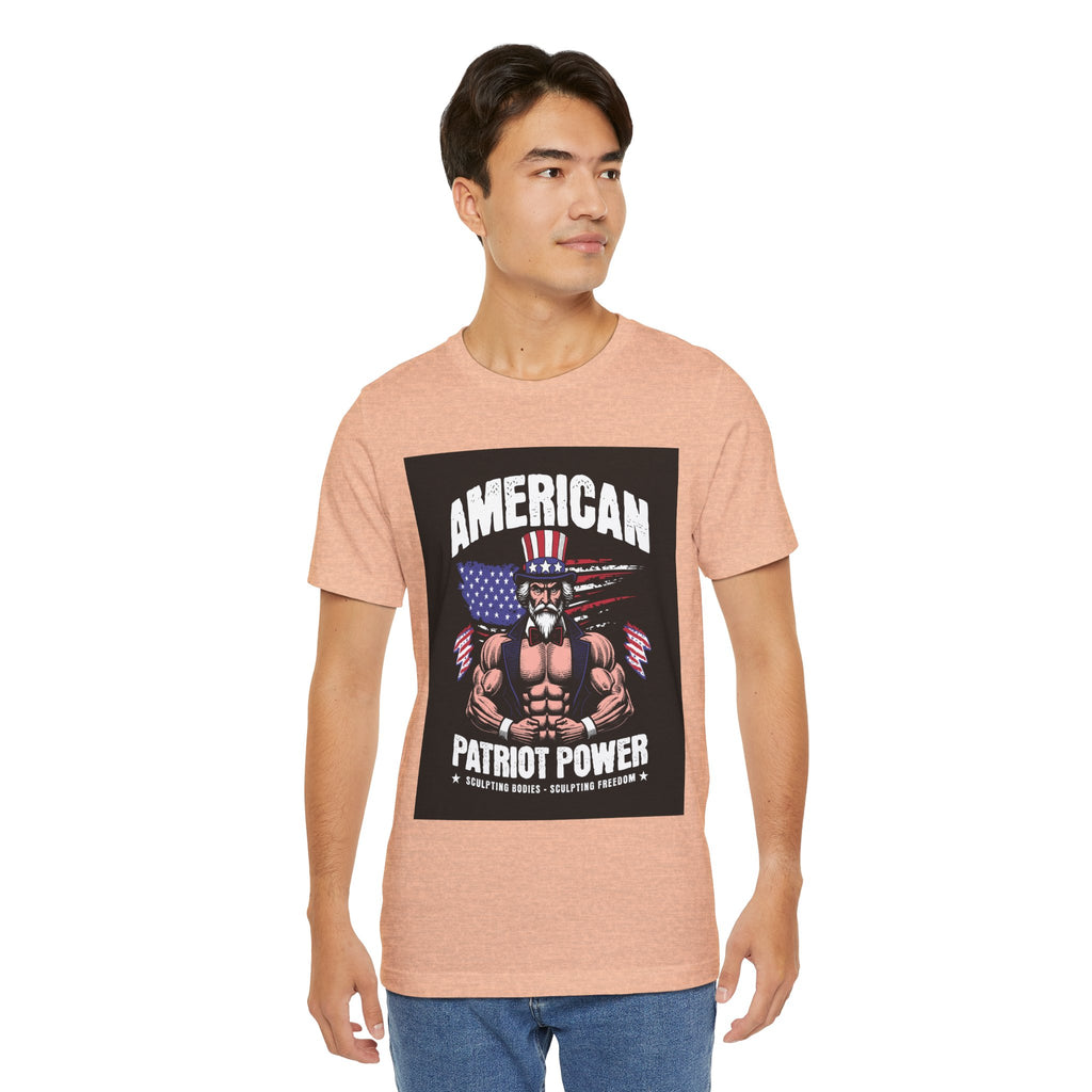 Patriot Power T-Shirt — American Flag Uncle Sam Muscle Graphic Tee