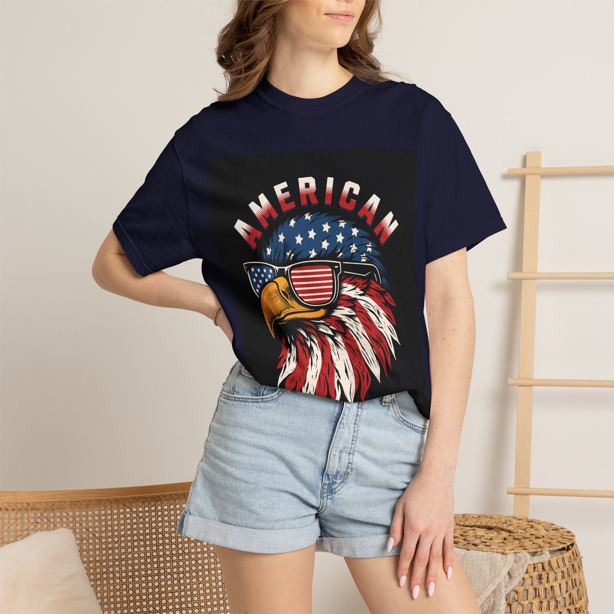 American Eagle Sunglasses T-Shirt — Patriotic USA Flag Graphic